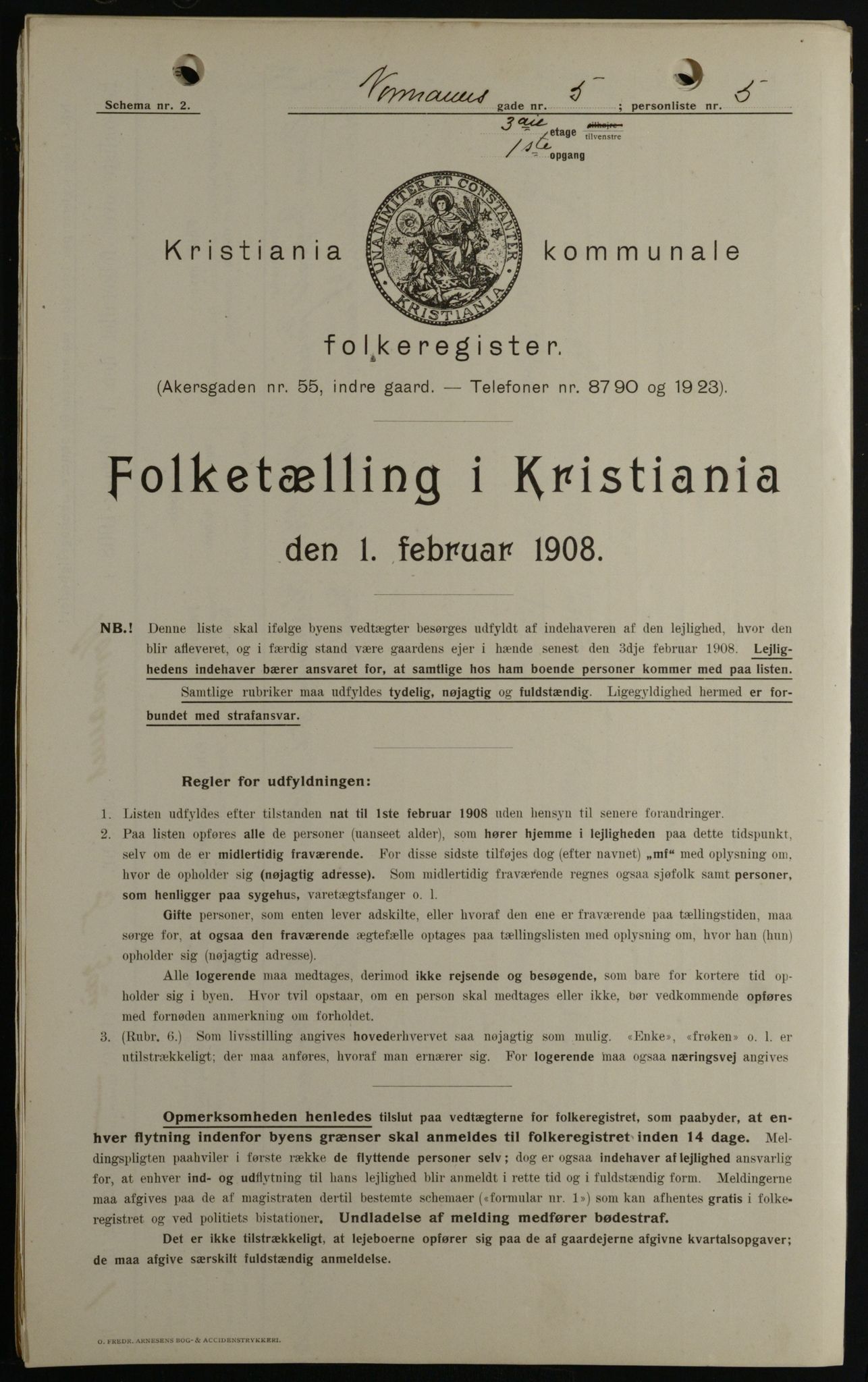 OBA, Kommunal folketelling 1.2.1908 for Kristiania kjøpstad, 1908, s. 66030