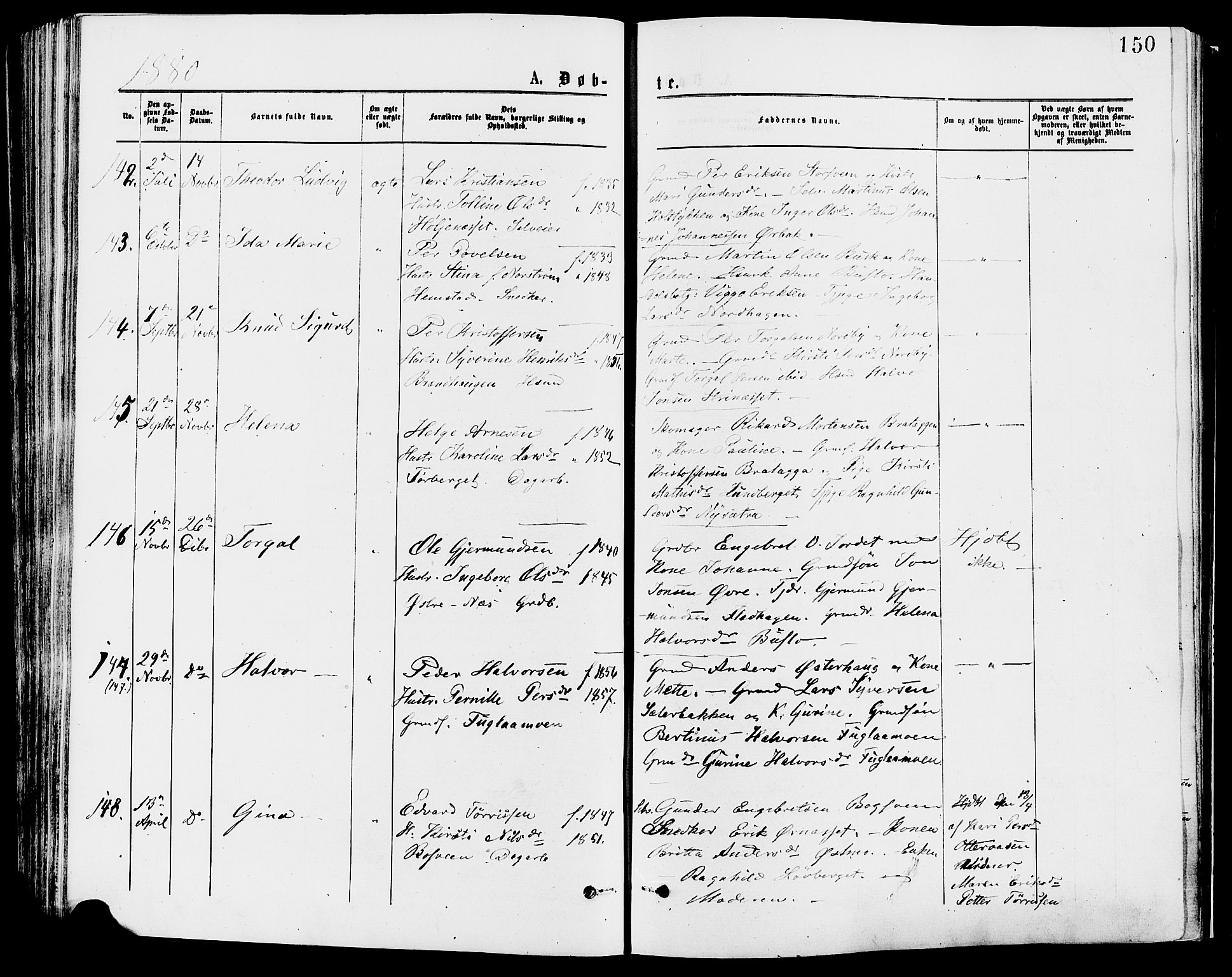 Trysil prestekontor, AV/SAH-PREST-046/H/Ha/Haa/L0007: Ministerialbok nr. 7, 1874-1880, s. 150