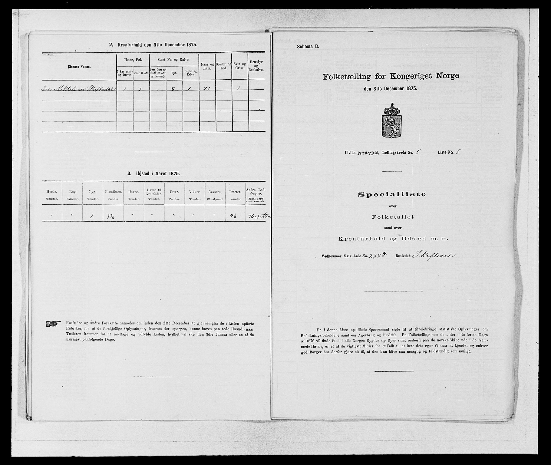 SAB, Folketelling 1875 for 1233P Ulvik prestegjeld, 1875, s. 767