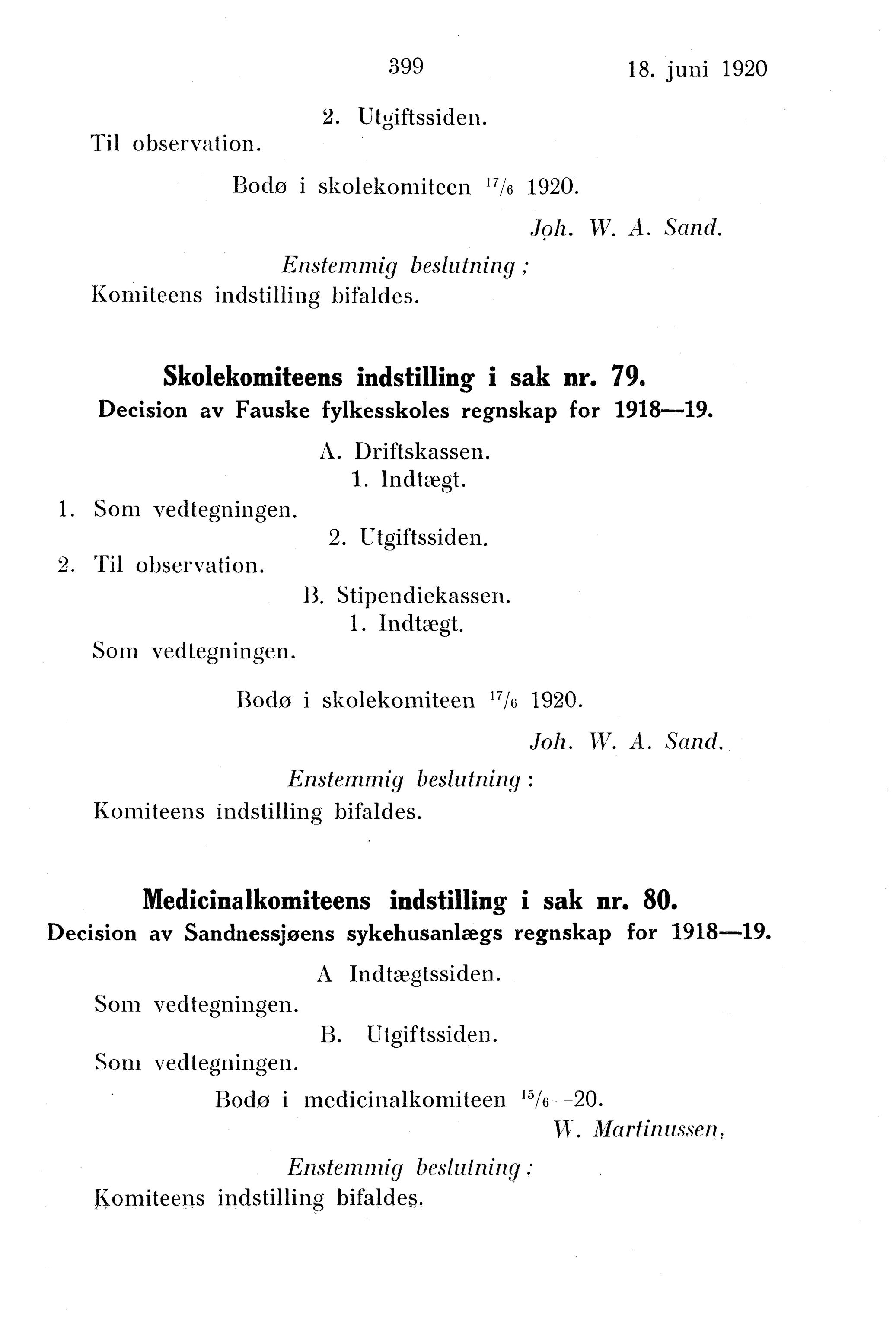 Nordland Fylkeskommune. Fylkestinget, AIN/NFK-17/176/A/Ac/L0043: Fylkestingsforhandlinger 1920, 1920