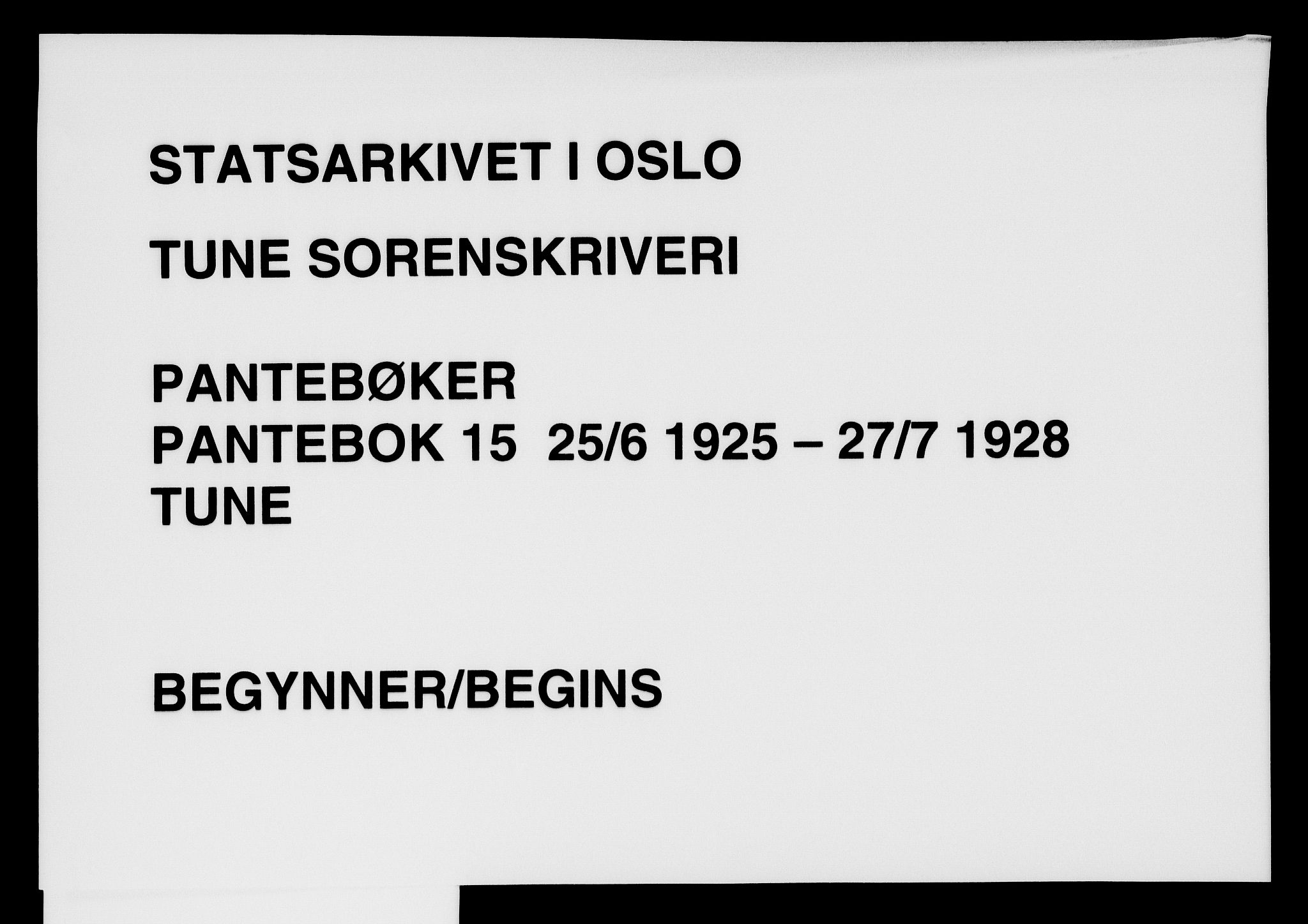 Tune sorenskriveri, AV/SAO-A-10470/G/Gb/Gbe/L0002: Pantebok nr. V 15, 1927-1935