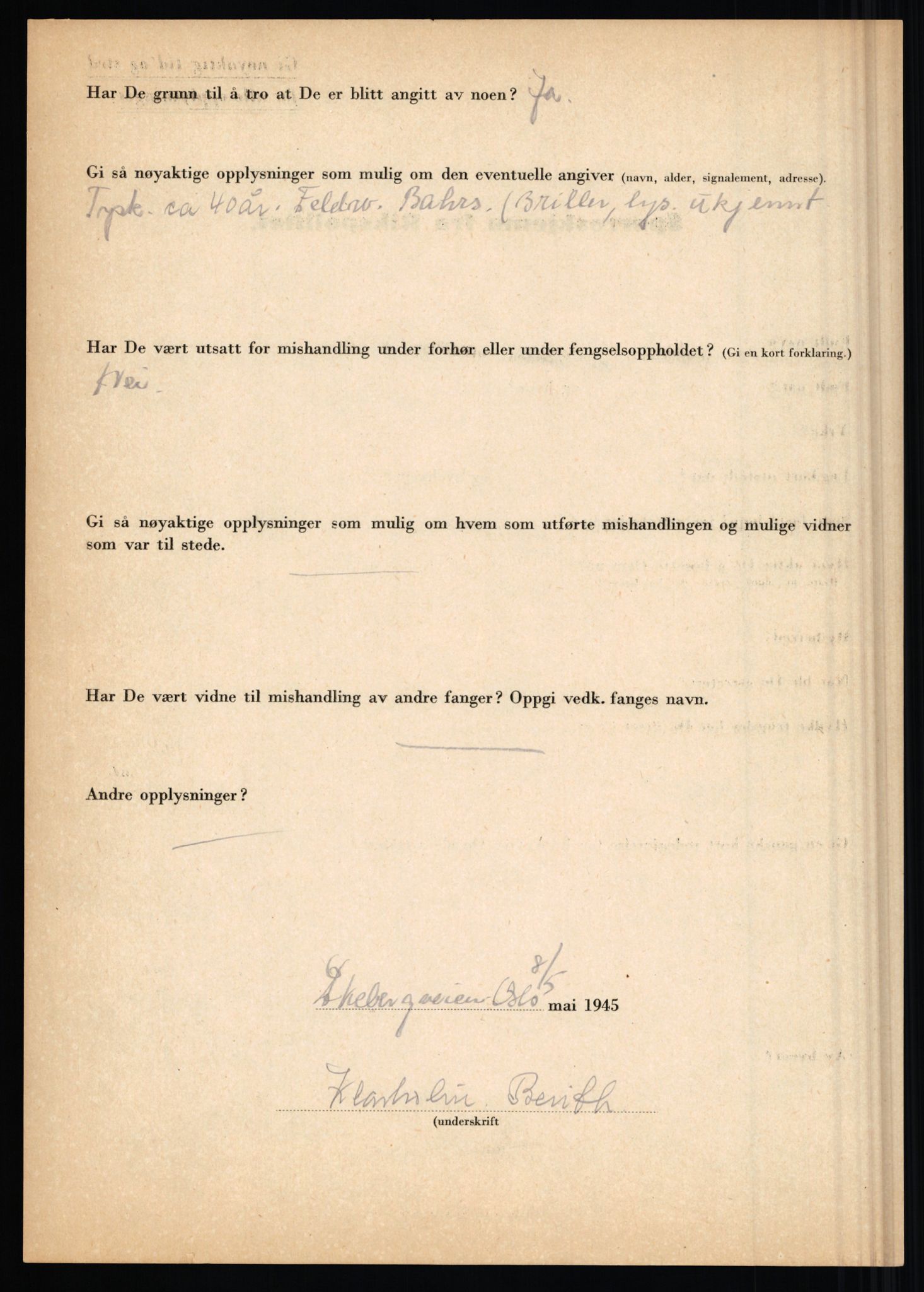 Rikspolitisjefen, AV/RA-S-1560/L/L0009: Karlsen, Aksel Emanuel - Kristiansen, Øivind Vetre, 1940-1945, s. 374