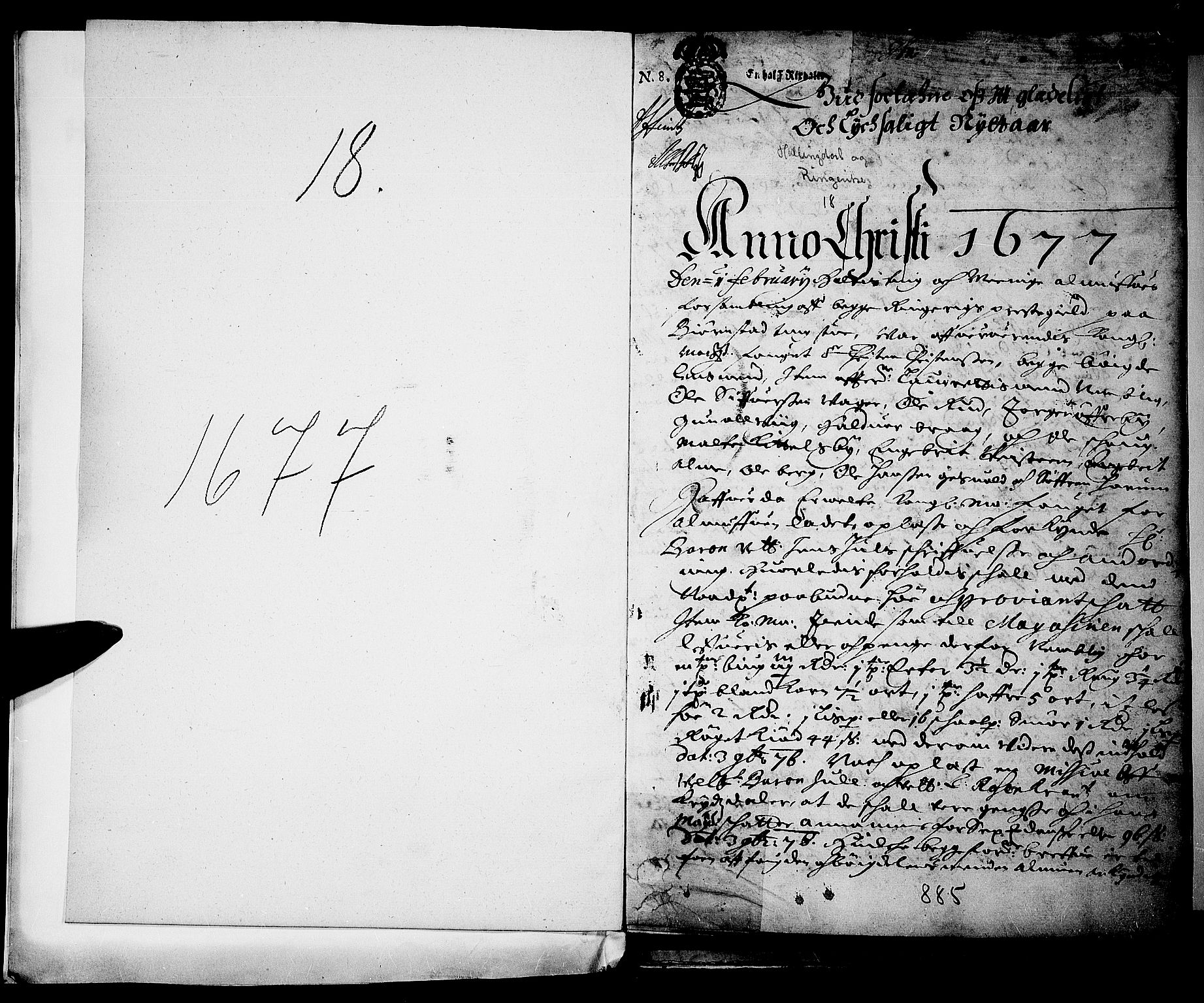 Ringerike og Hallingdal sorenskriveri, SAKO/A-81/F/Fa/Faa/L0013: Tingbok, 1677, s. 1