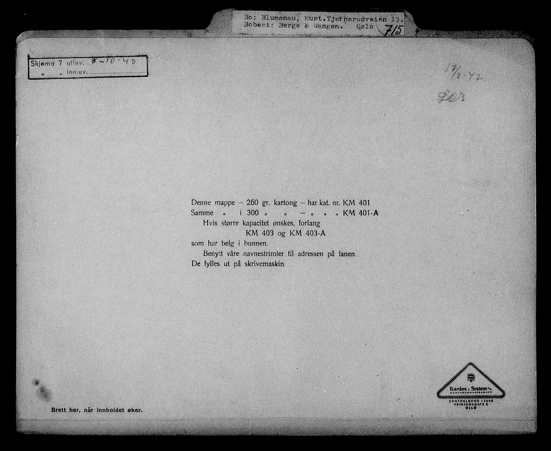 Justisdepartementet, Tilbakeføringskontoret for inndratte formuer, RA/S-1564/H/Hc/Hcc/L0926: --, 1945-1947, s. 157