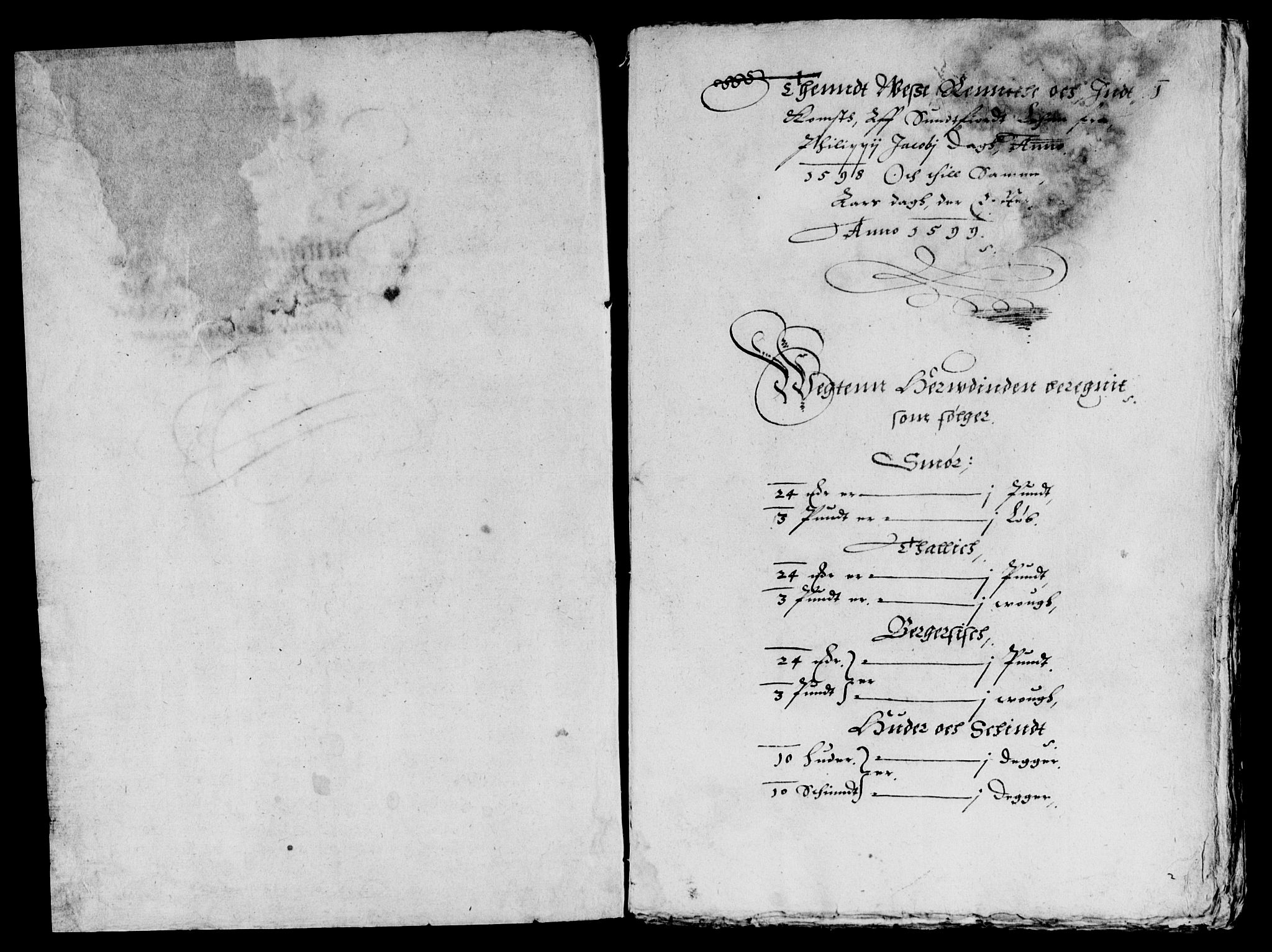 Rentekammeret inntil 1814, Reviderte regnskaper, Lensregnskaper, RA/EA-5023/R/Rb/Rbt/L0002: Bergenhus len, 1597-1599