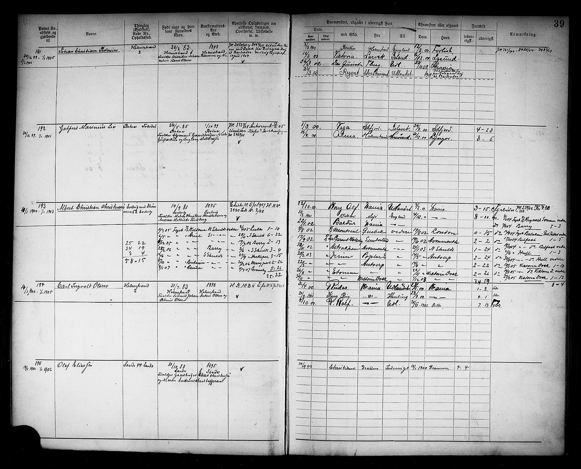 Holmestrand innrulleringskontor, AV/SAKO-A-1151/F/Fb/L0002: Annotasjonsrulle, 1894-1911, s. 42