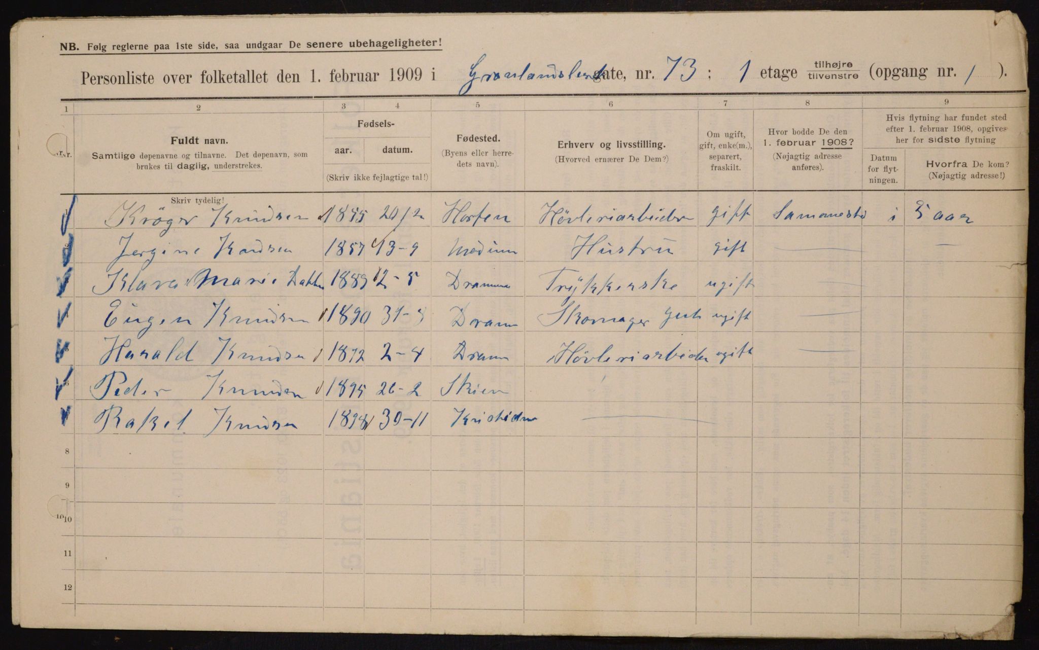 OBA, Kommunal folketelling 1.2.1909 for Kristiania kjøpstad, 1909, s. 29363