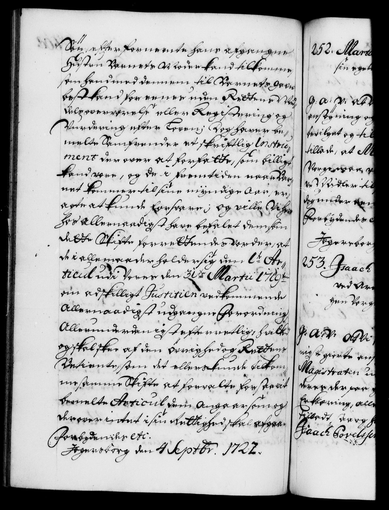 Danske Kanselli 1572-1799, RA/EA-3023/F/Fc/Fca/Fcaa/L0023: Norske registre, 1720-1722, s. 608b