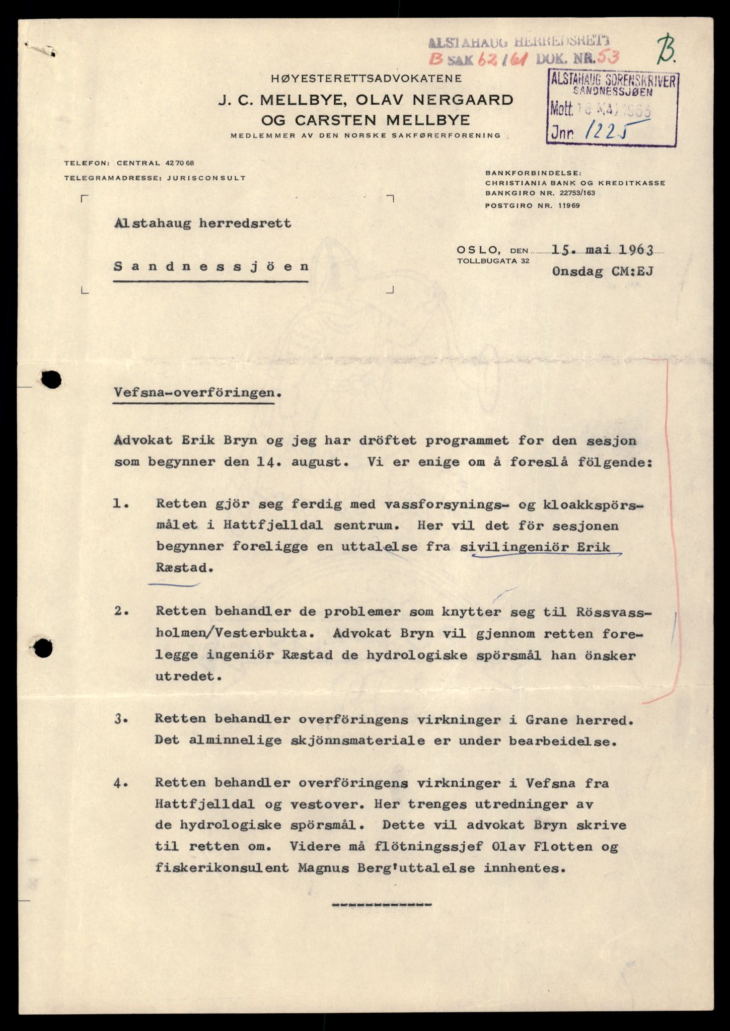 Søndre Helgeland sorenskriveri, SAT/A-4575/1/1/1O/1Oe/L0018: B-saker, 1961, s. 293
