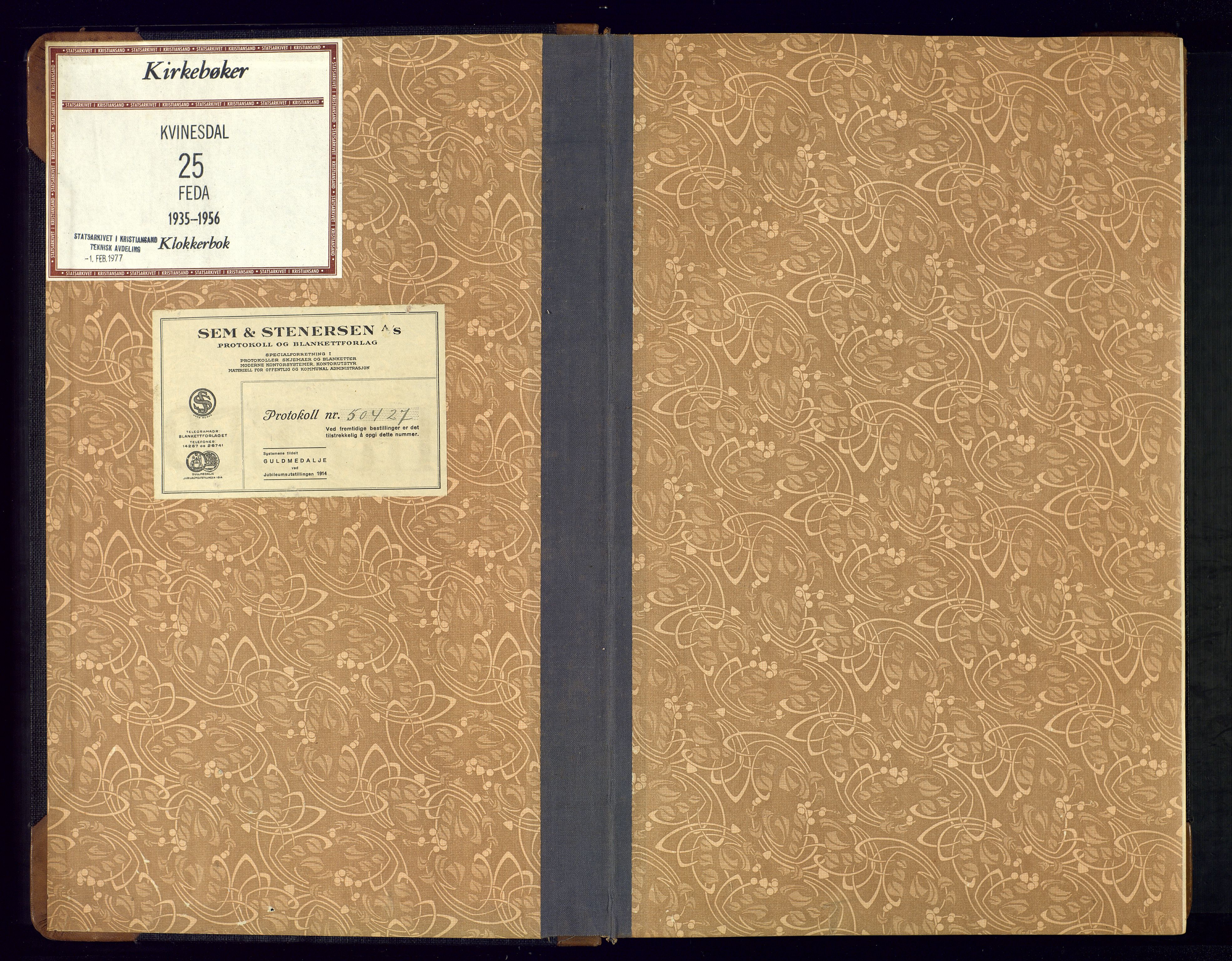 Kvinesdal sokneprestkontor, AV/SAK-1111-0026/F/Fb/Fba/L0006: Klokkerbok nr. B 6, 1935-1956