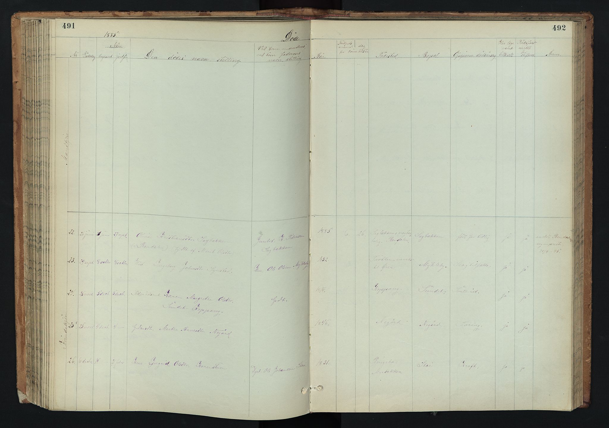Stor-Elvdal prestekontor, AV/SAH-PREST-052/H/Ha/Hab/L0002: Klokkerbok nr. 2, 1860-1894, s. 491-492