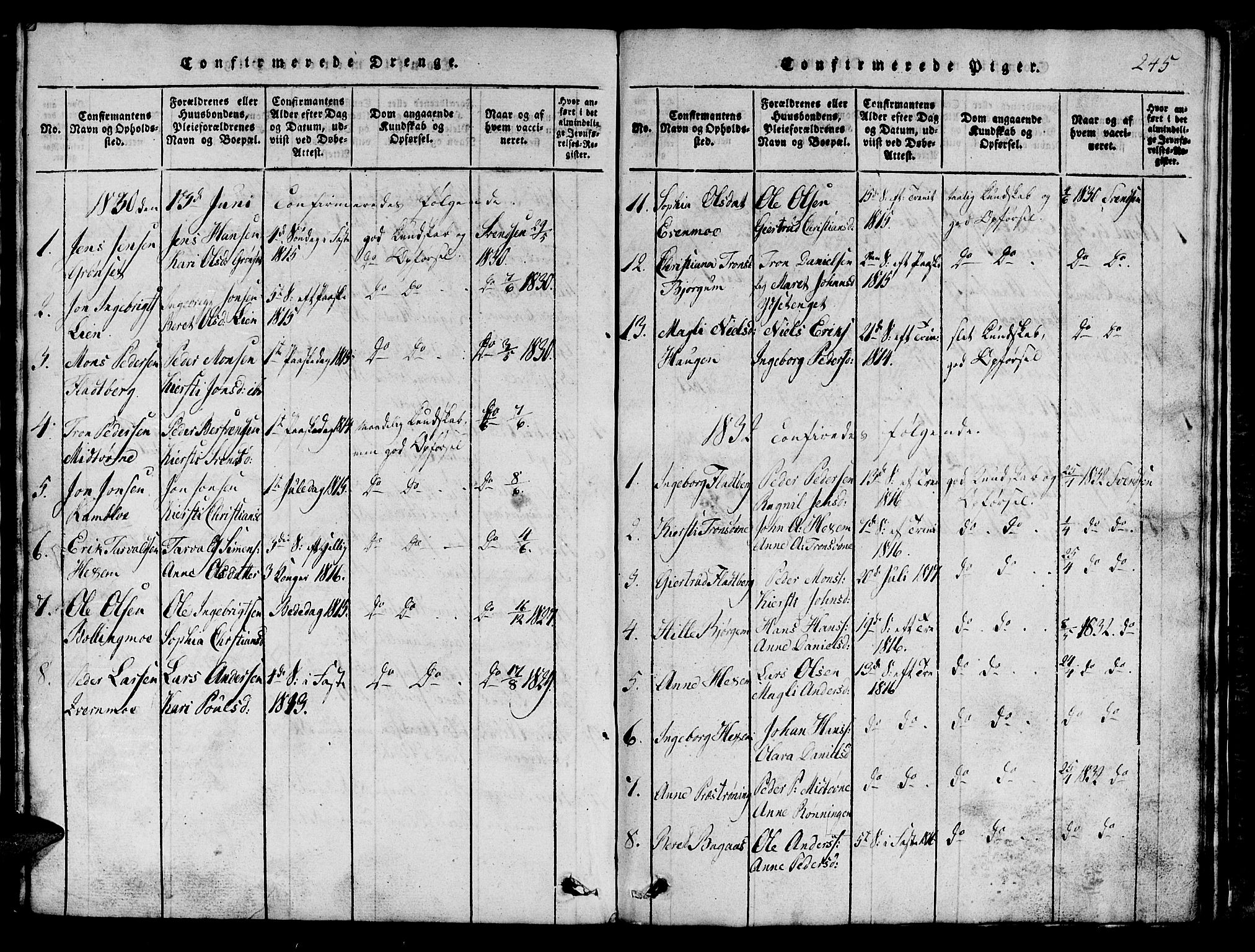 Ministerialprotokoller, klokkerbøker og fødselsregistre - Sør-Trøndelag, AV/SAT-A-1456/685/L0976: Klokkerbok nr. 685C01, 1817-1878, s. 245