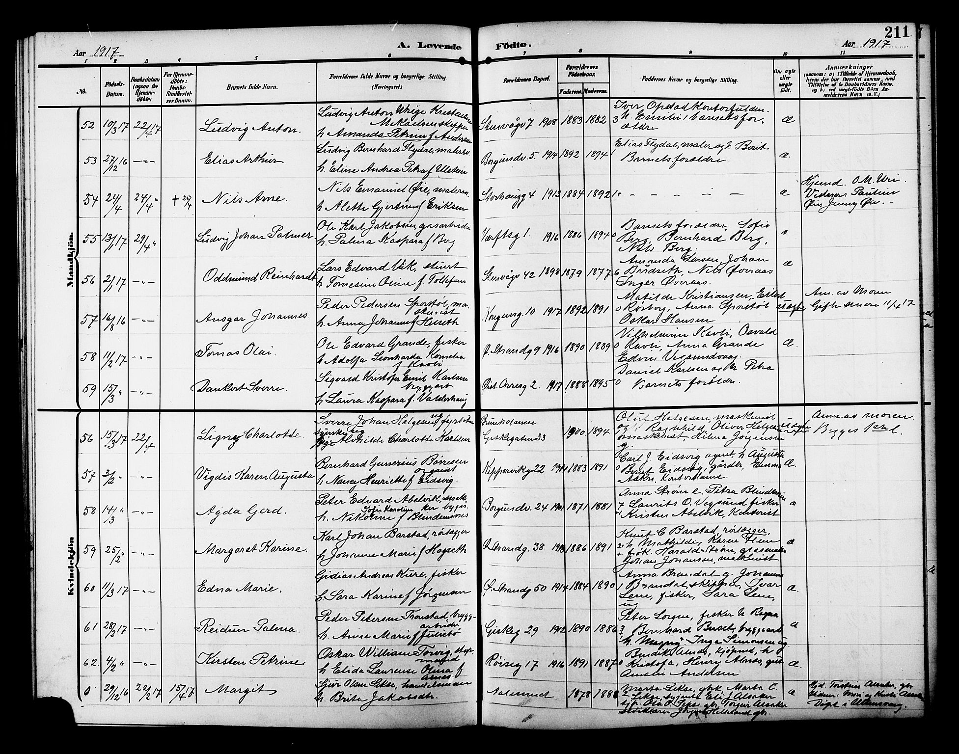 Ministerialprotokoller, klokkerbøker og fødselsregistre - Møre og Romsdal, AV/SAT-A-1454/529/L0471: Klokkerbok nr. 529C08, 1909-1921, s. 211