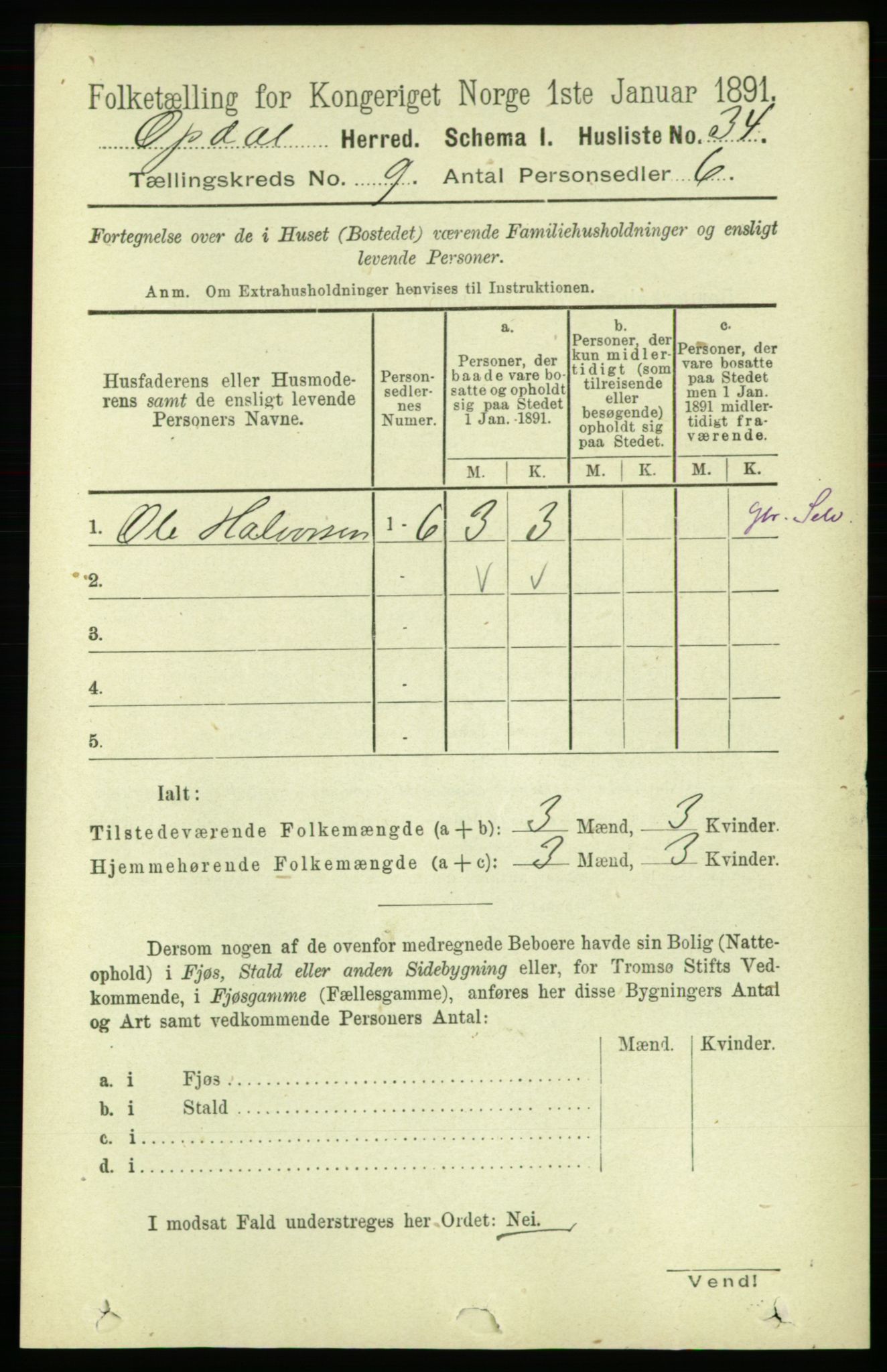 RA, Folketelling 1891 for 1634 Oppdal herred, 1891, s. 4710