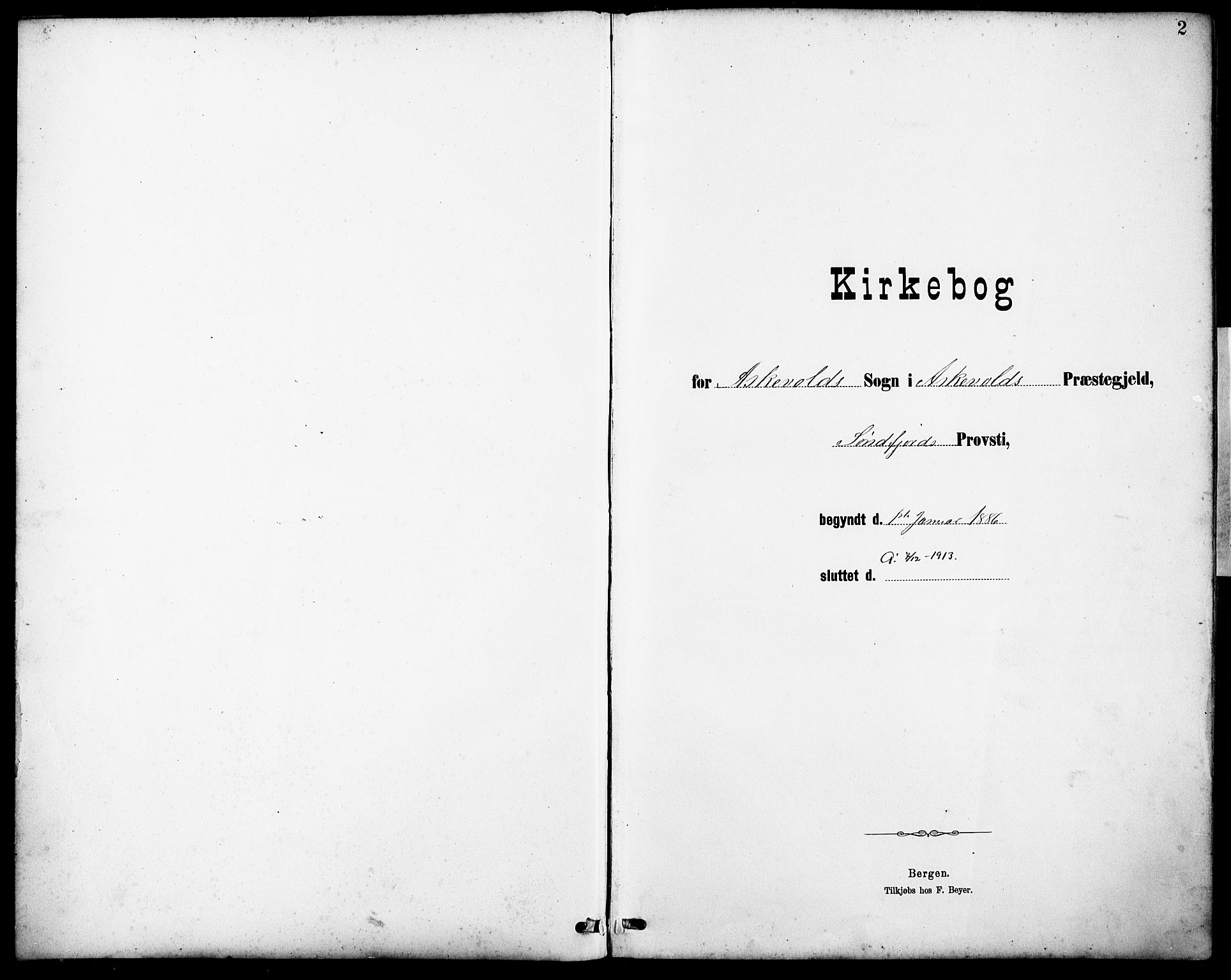 Askvoll sokneprestembete, SAB/A-79501/H/Hab/Haba/L0003: Klokkerbok nr. A 3, 1886-1928, s. 2