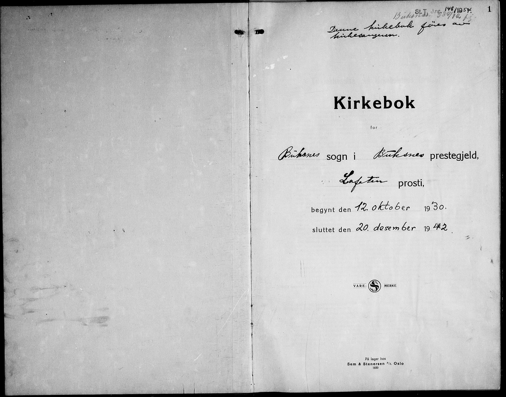 Ministerialprotokoller, klokkerbøker og fødselsregistre - Nordland, AV/SAT-A-1459/881/L1170: Klokkerbok nr. 881C07, 1930-1943, s. 1