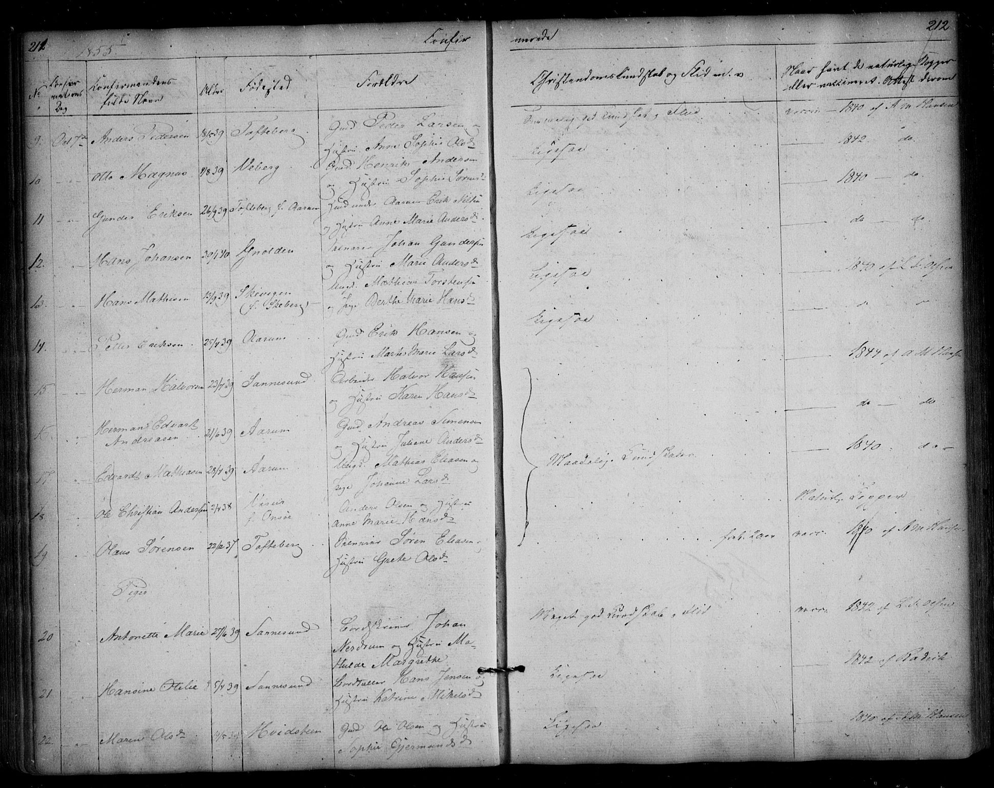 Borge prestekontor Kirkebøker, AV/SAO-A-10903/F/Fa/L0005: Ministerialbok nr. I 5, 1848-1860, s. 211-212