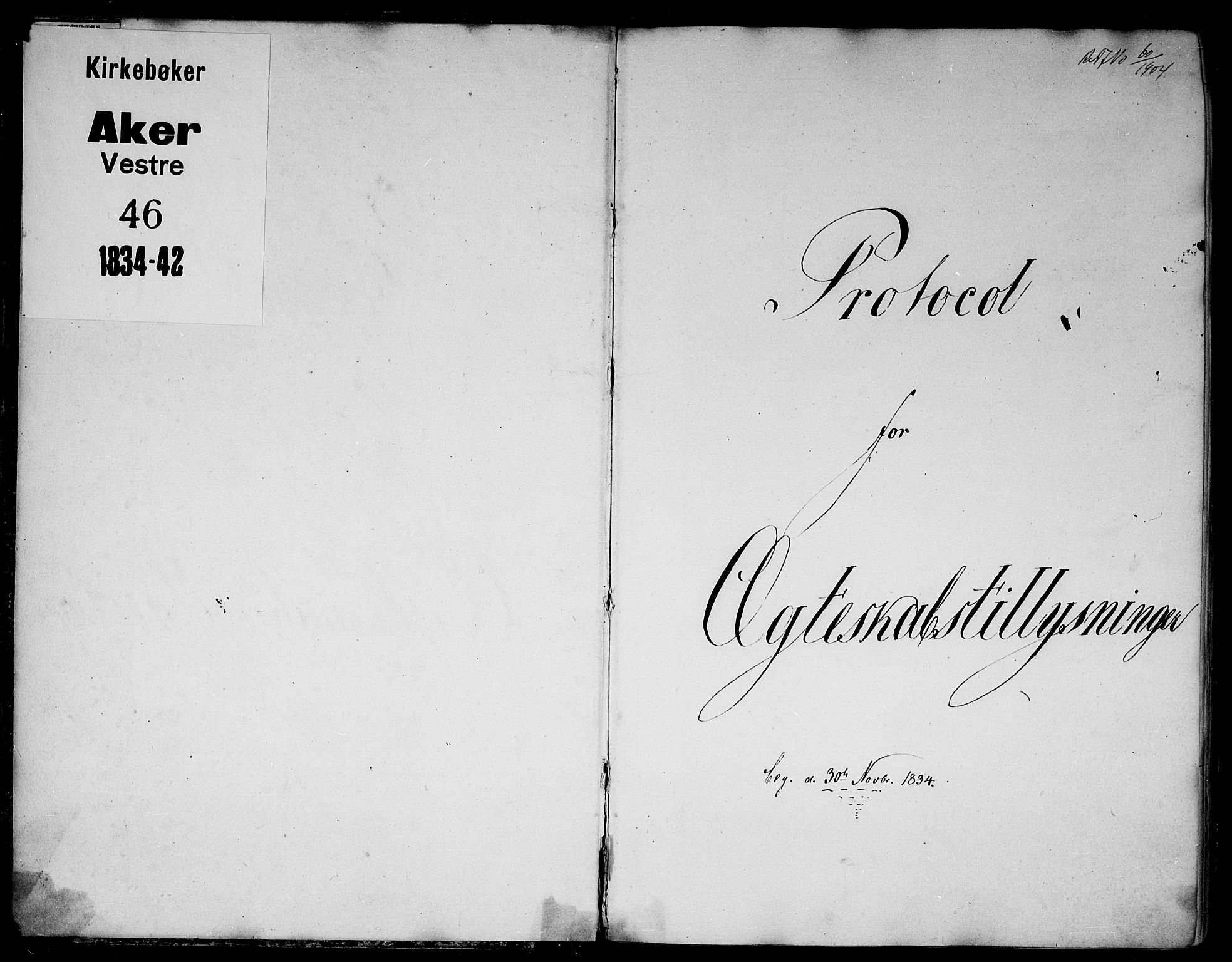 Aker prestekontor kirkebøker, SAO/A-10861/H/L0001: Lysningsprotokoll nr. 1, 1834-1842