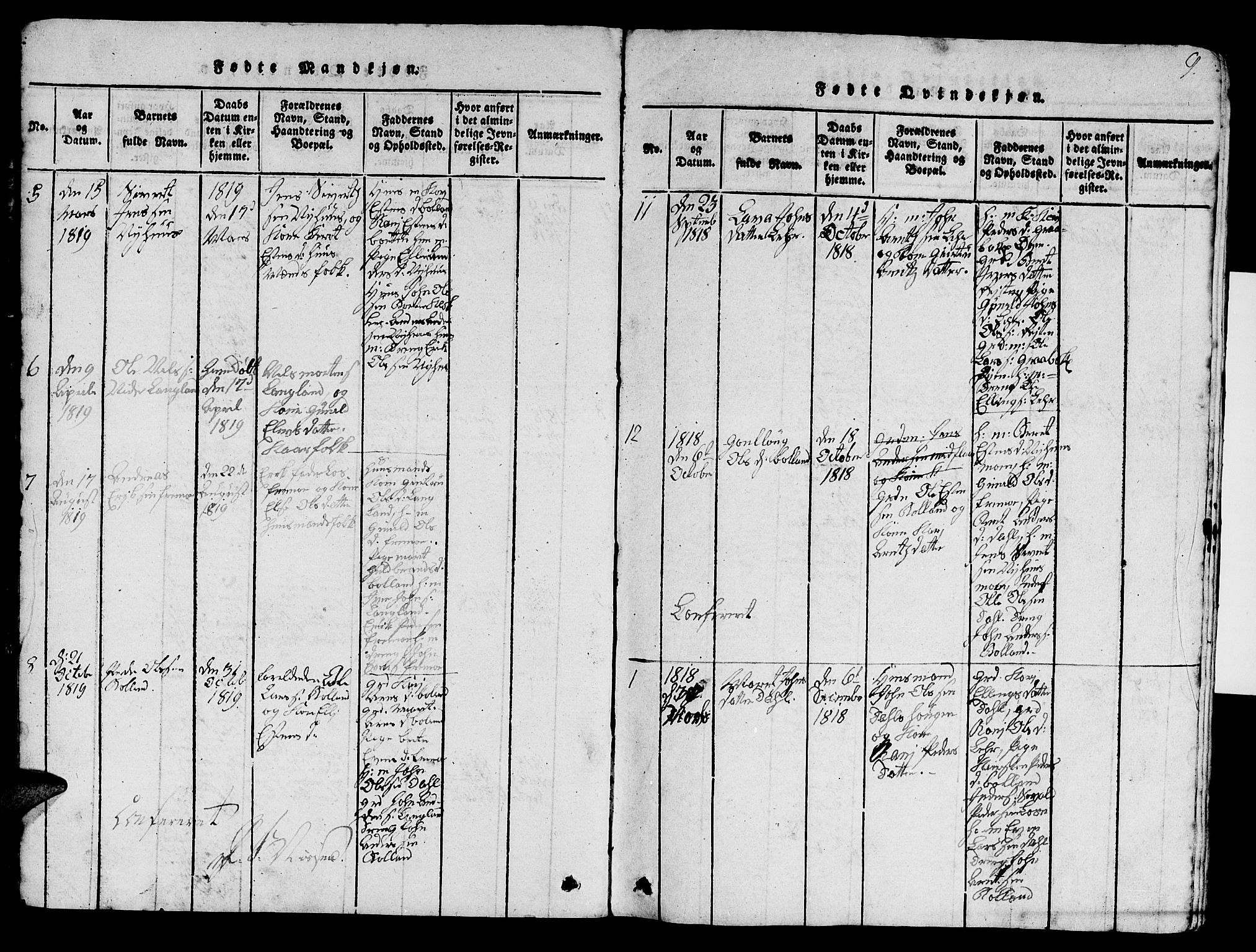 Ministerialprotokoller, klokkerbøker og fødselsregistre - Sør-Trøndelag, AV/SAT-A-1456/693/L1121: Klokkerbok nr. 693C02, 1816-1869, s. 9