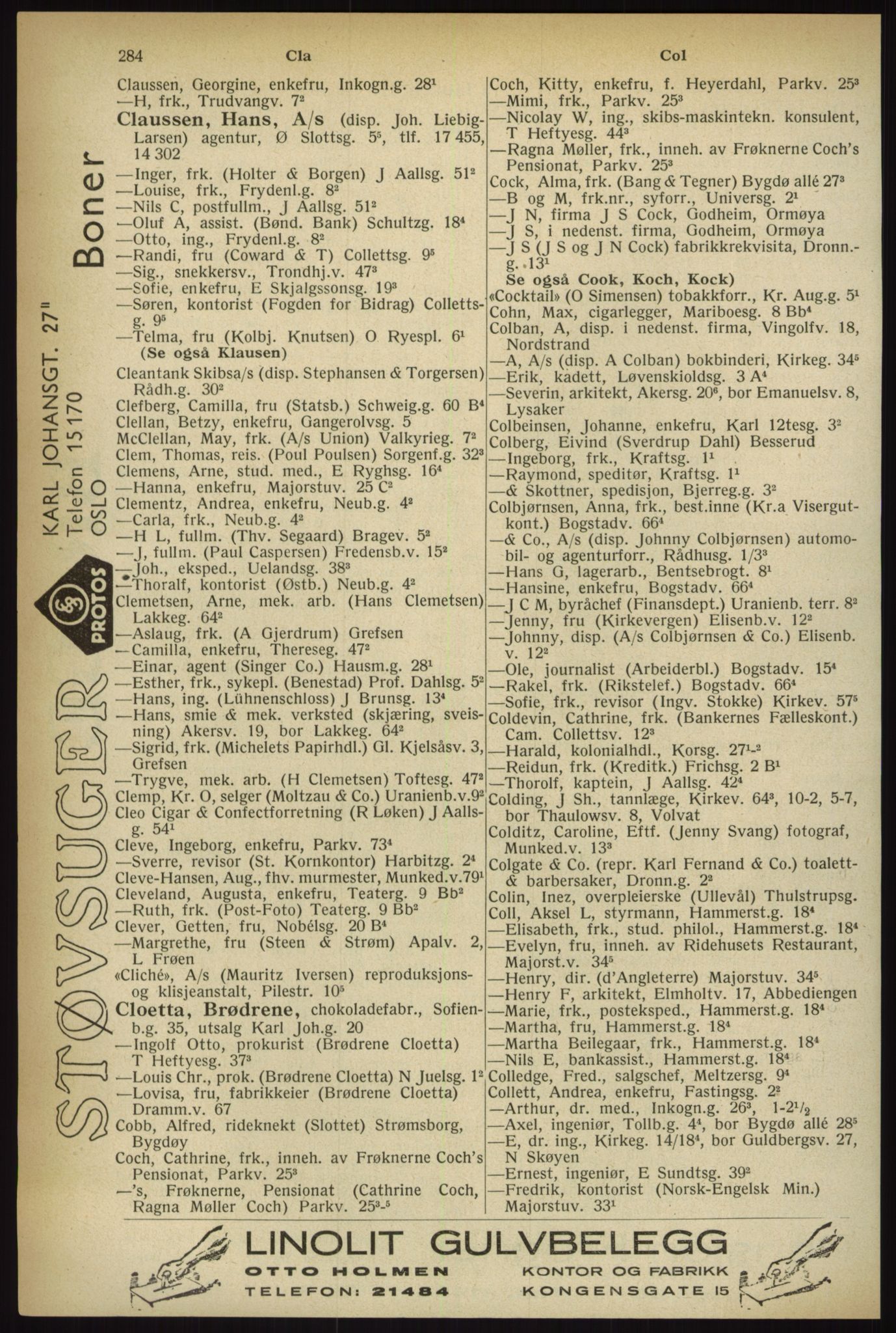 Kristiania/Oslo adressebok, PUBL/-, 1933, s. 284