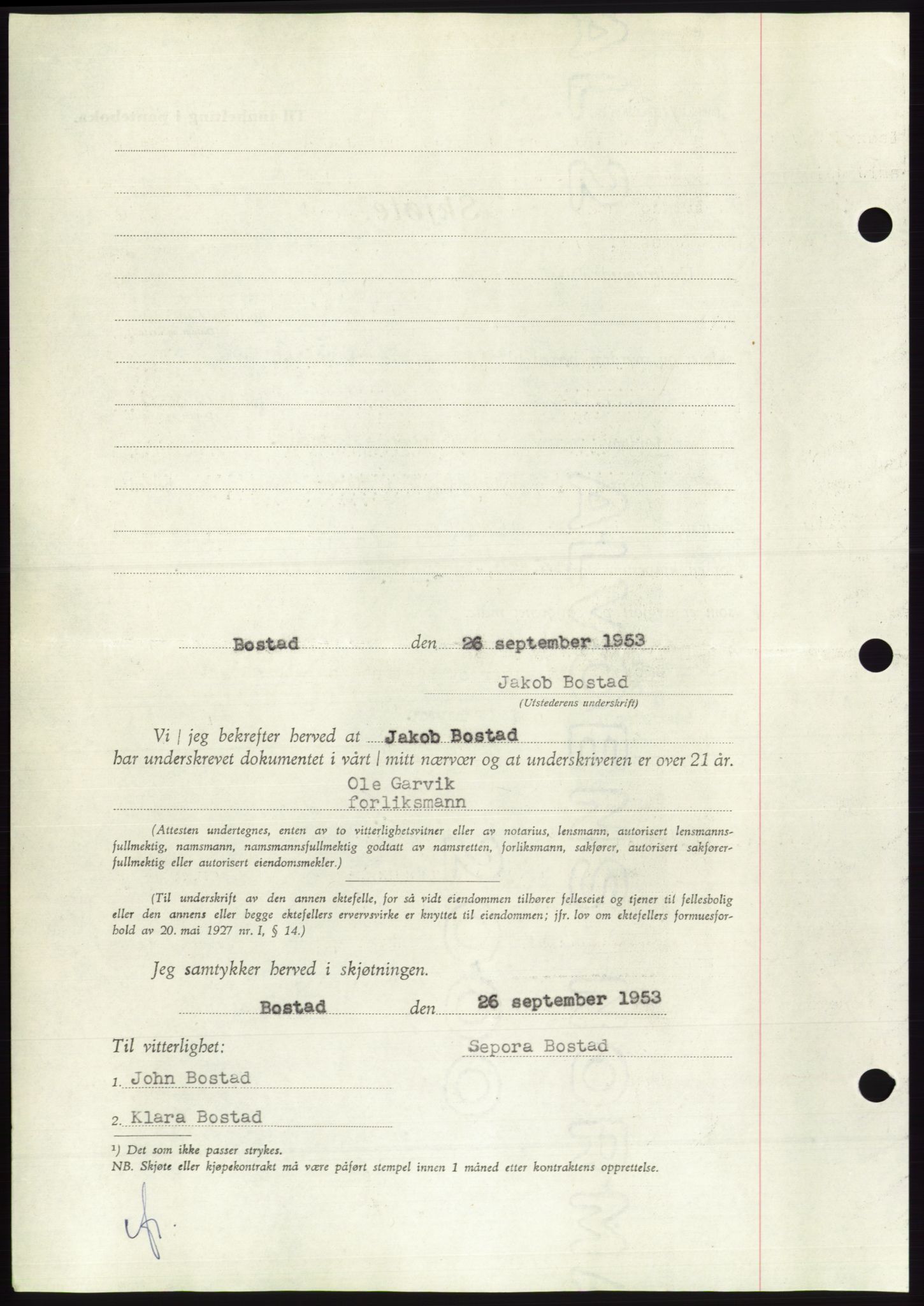Søre Sunnmøre sorenskriveri, AV/SAT-A-4122/1/2/2C/L0095: Pantebok nr. 21A, 1953-1953, Dagboknr: 2374/1953