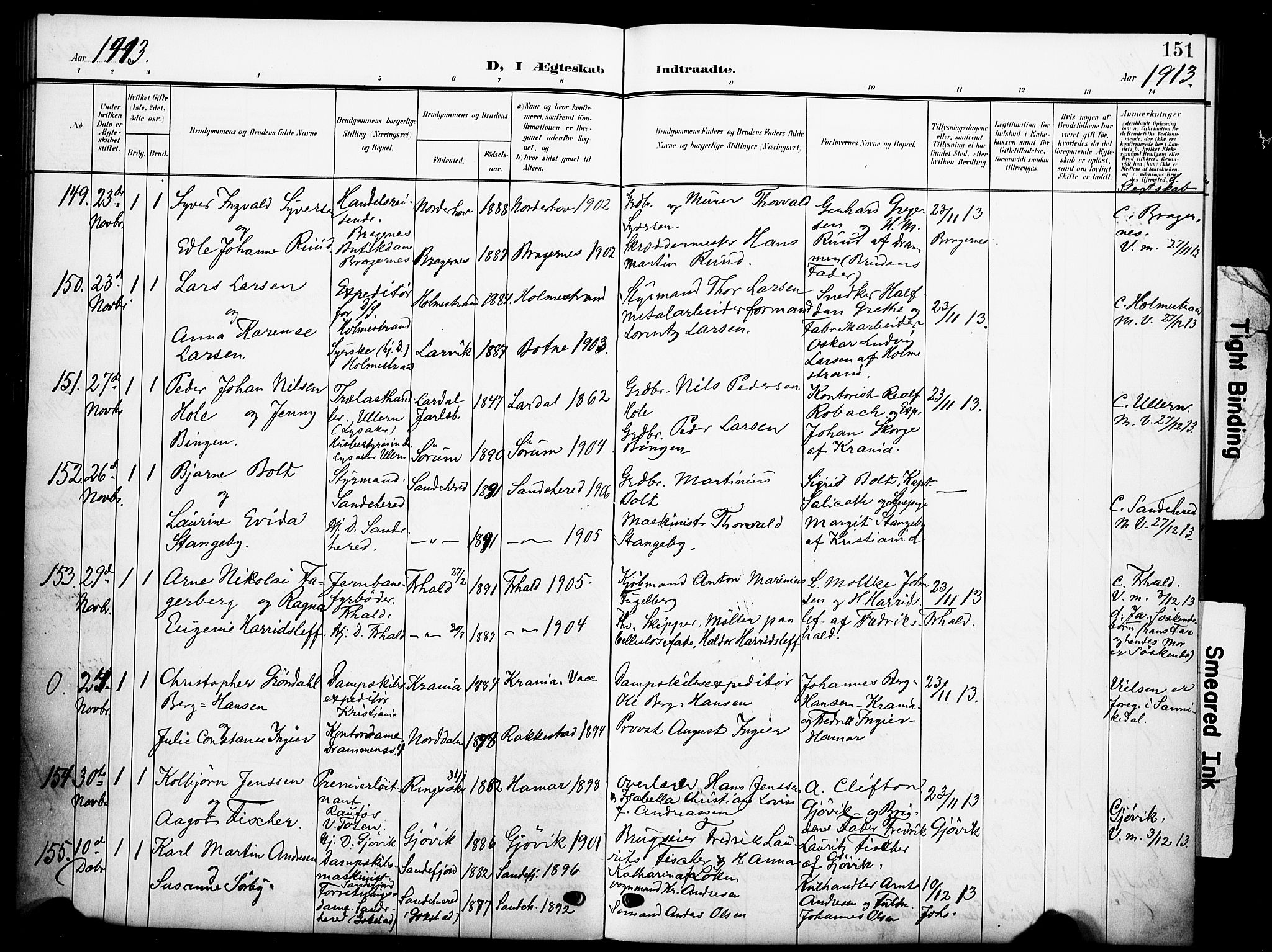 Johannes prestekontor Kirkebøker, AV/SAO-A-10852/F/Fa/L0010: Ministerialbok nr. 10, 1907-1919, s. 151