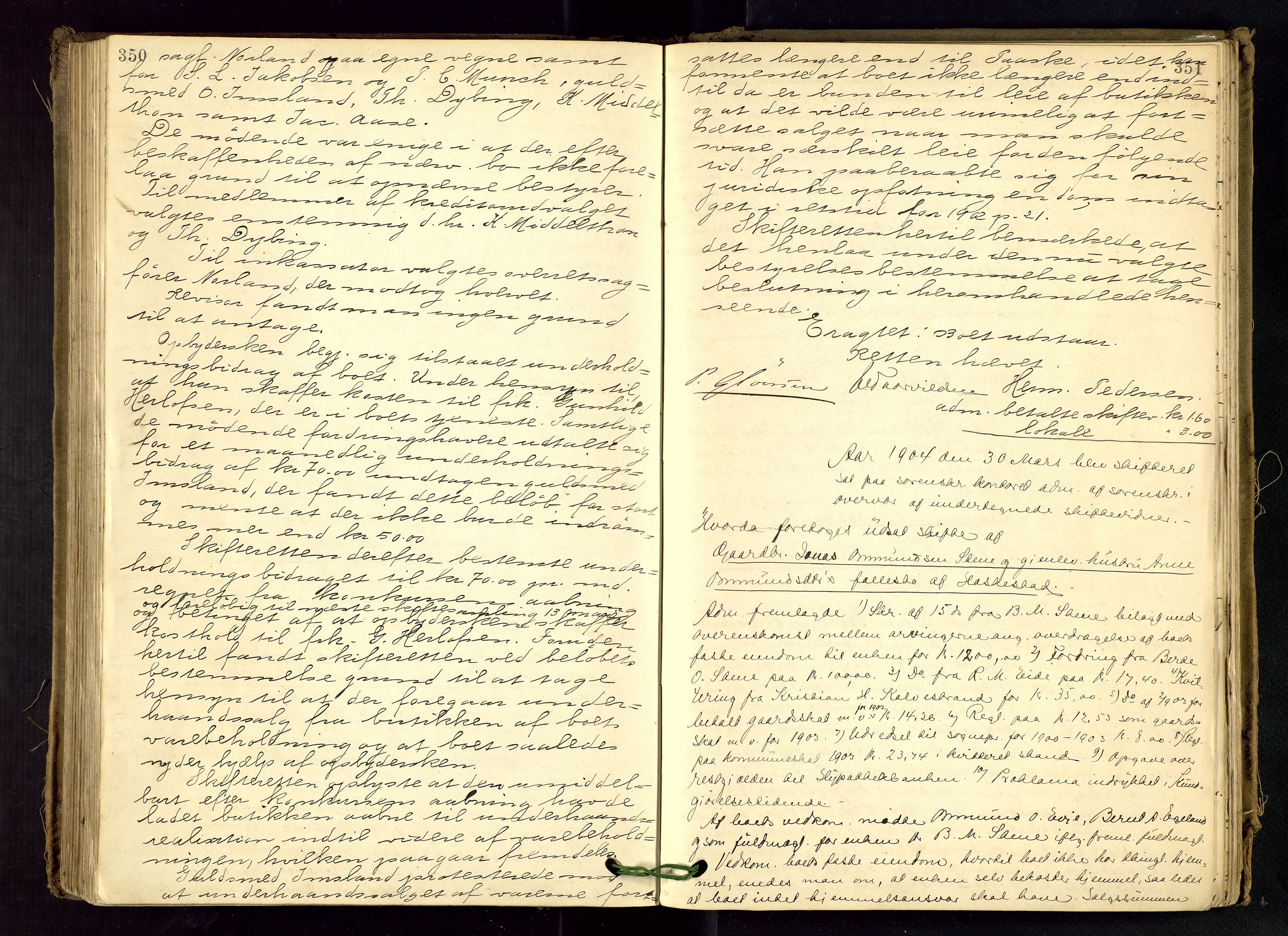 Dalane sorenskriveri, AV/SAST-A-100309/001/5/500/500BB/L0004: SKIFTEPROTOKOLL, 1899-1906, s. 350-351