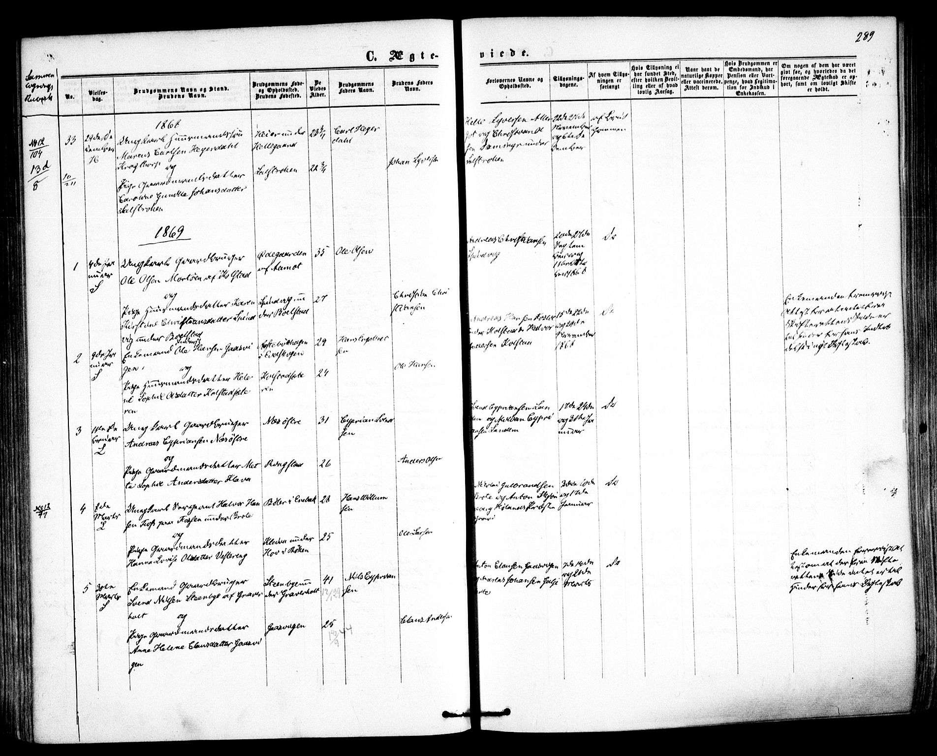 Høland prestekontor Kirkebøker, AV/SAO-A-10346a/F/Fa/L0011: Ministerialbok nr. I 11, 1862-1869, s. 289