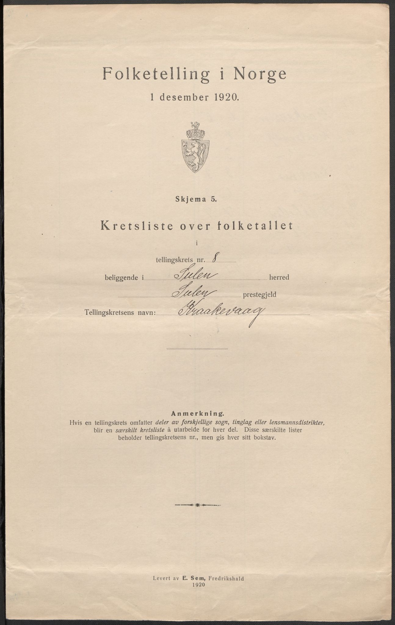 SAB, Folketelling 1920 for 1412 Solund herred, 1920, s. 26