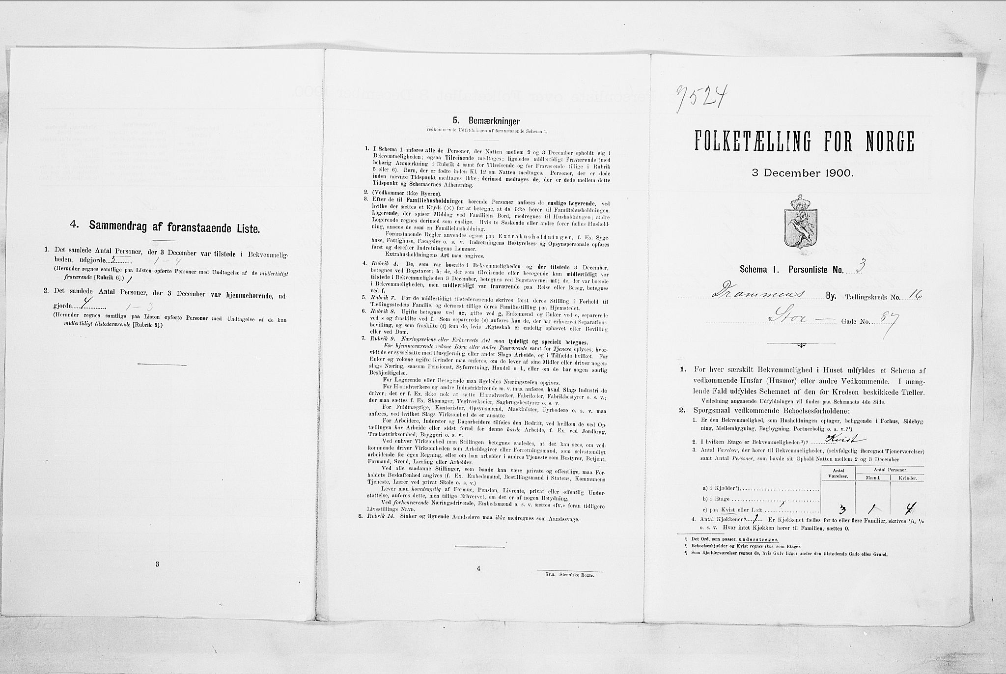 RA, Folketelling 1900 for 0602 Drammen kjøpstad, 1900, s. 3023