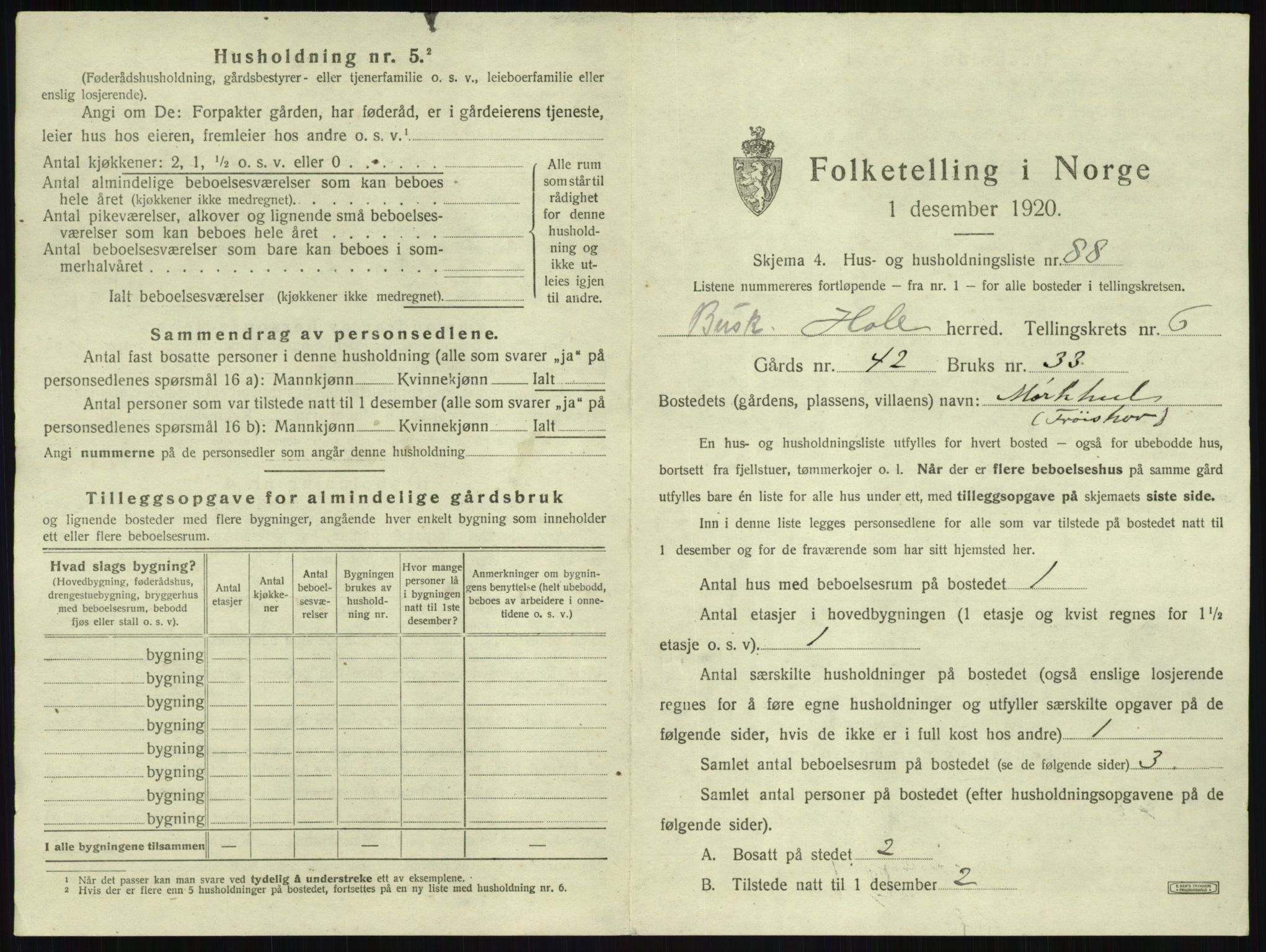 SAKO, Folketelling 1920 for 0612 Hole herred, 1920, s. 766