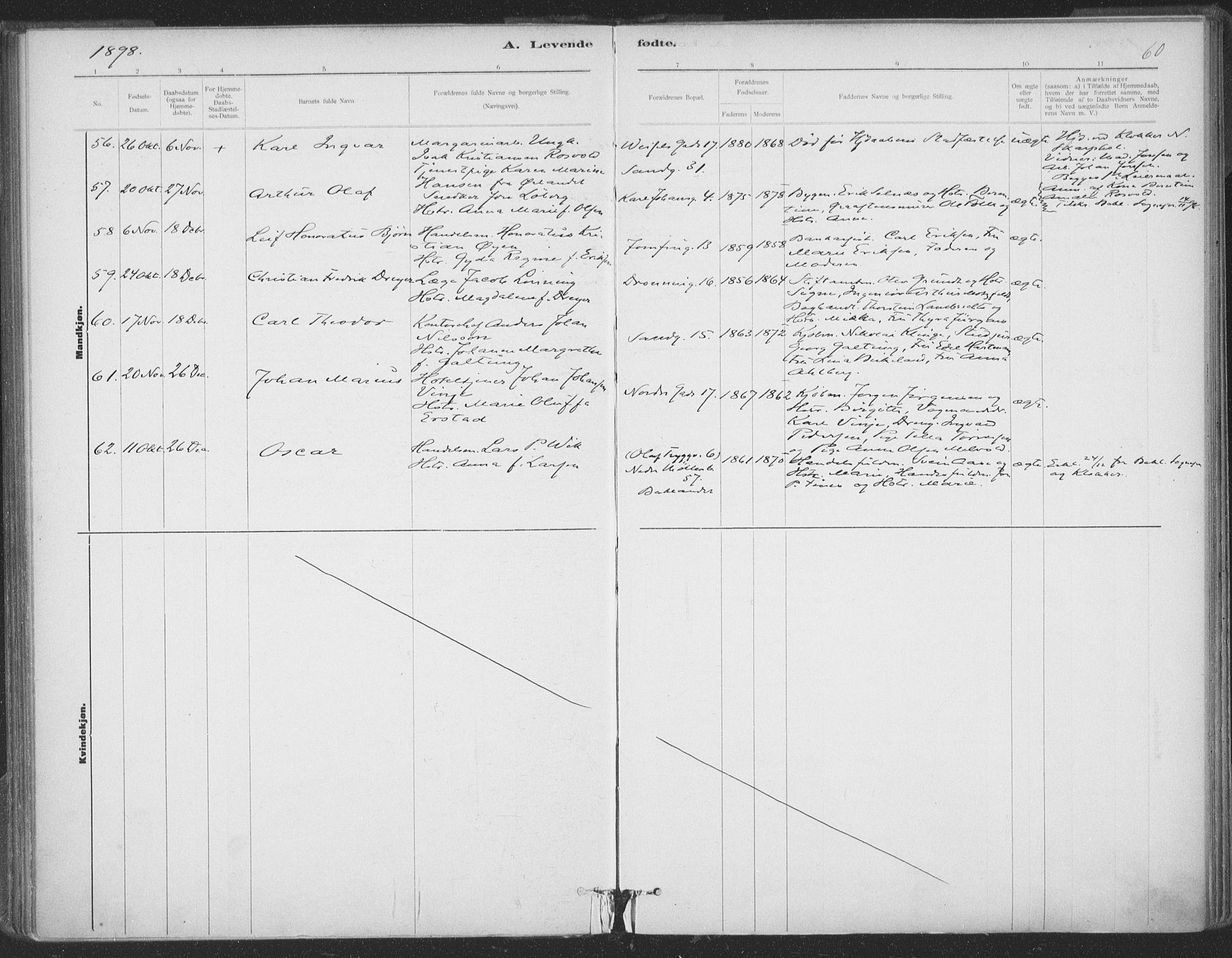 Ministerialprotokoller, klokkerbøker og fødselsregistre - Sør-Trøndelag, SAT/A-1456/602/L0122: Ministerialbok nr. 602A20, 1892-1908, s. 60