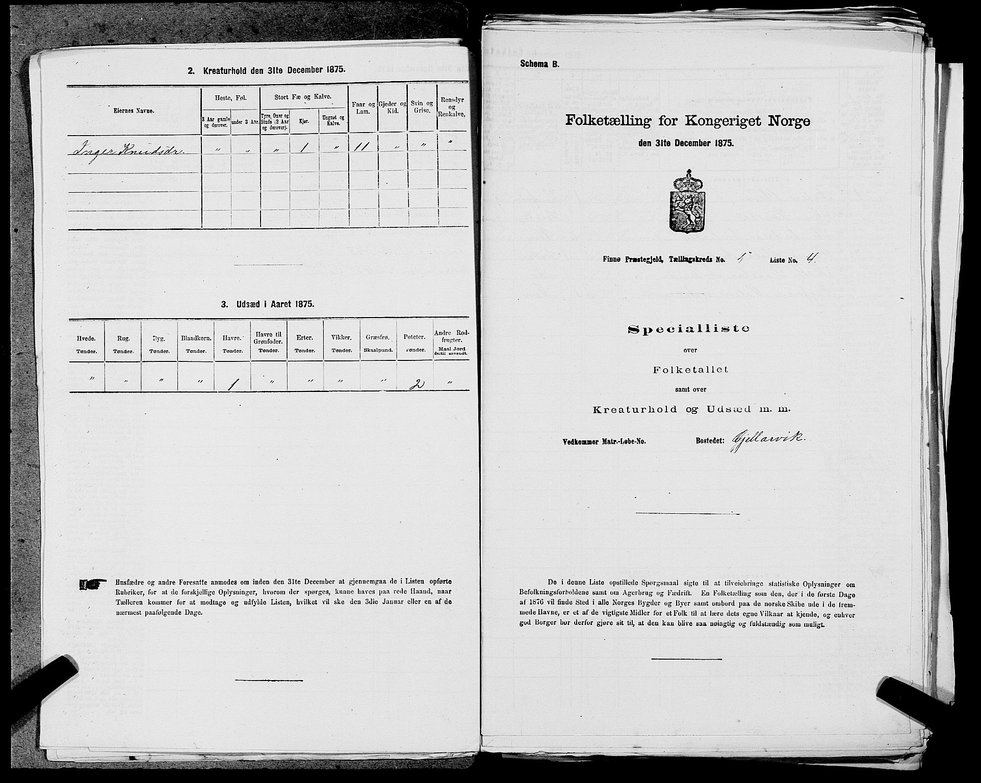 SAST, Folketelling 1875 for 1141P Finnøy prestegjeld, 1875, s. 468