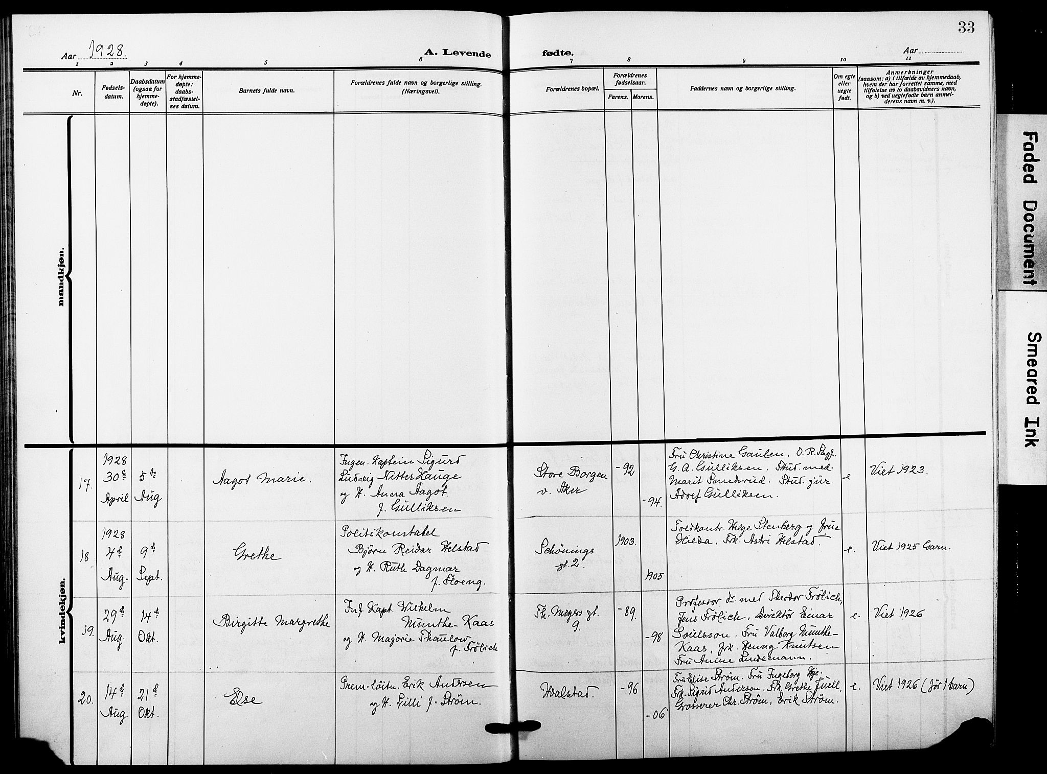 Garnisonsmenigheten Kirkebøker, SAO/A-10846/F/Fa/L0016: Ministerialbok nr. 16, 1922-1930, s. 33