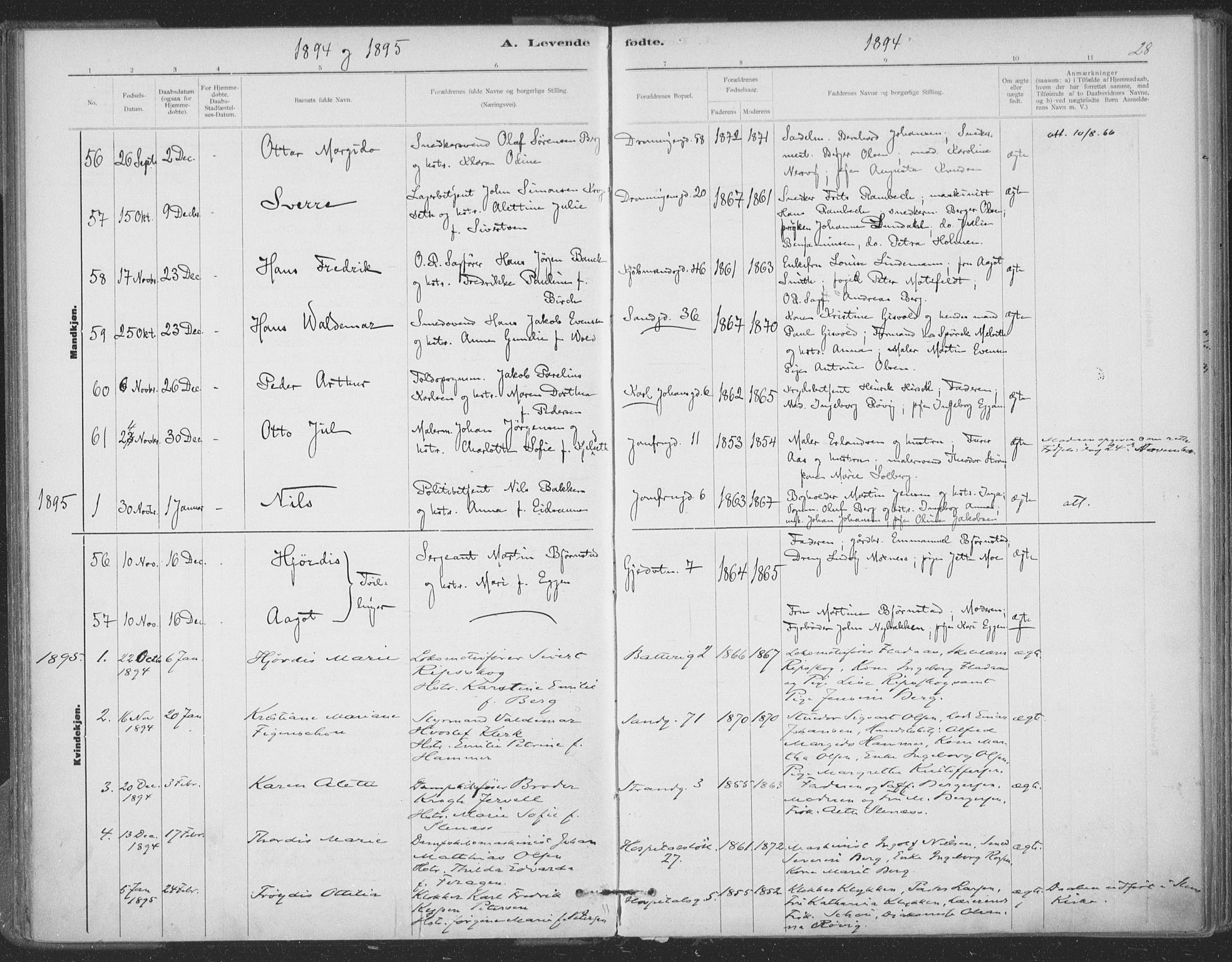 Ministerialprotokoller, klokkerbøker og fødselsregistre - Sør-Trøndelag, SAT/A-1456/602/L0122: Ministerialbok nr. 602A20, 1892-1908, s. 28