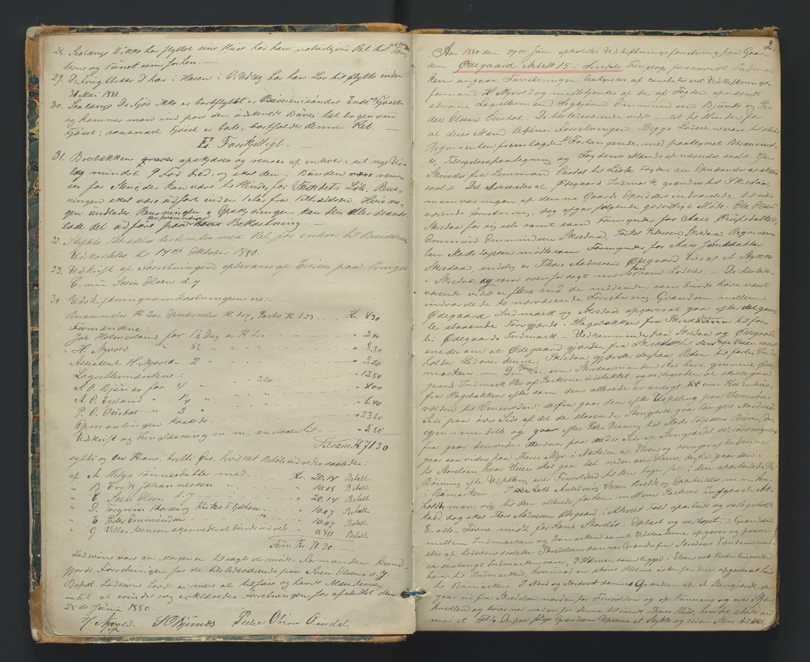 Utskiftningsformannen i Lister og Mandal amt, AV/SAK-1541-0003/F/Fa/Faa/L0023: Utskiftningsprotokoll med register nr 23, 1880-1882, s. 1b-2a