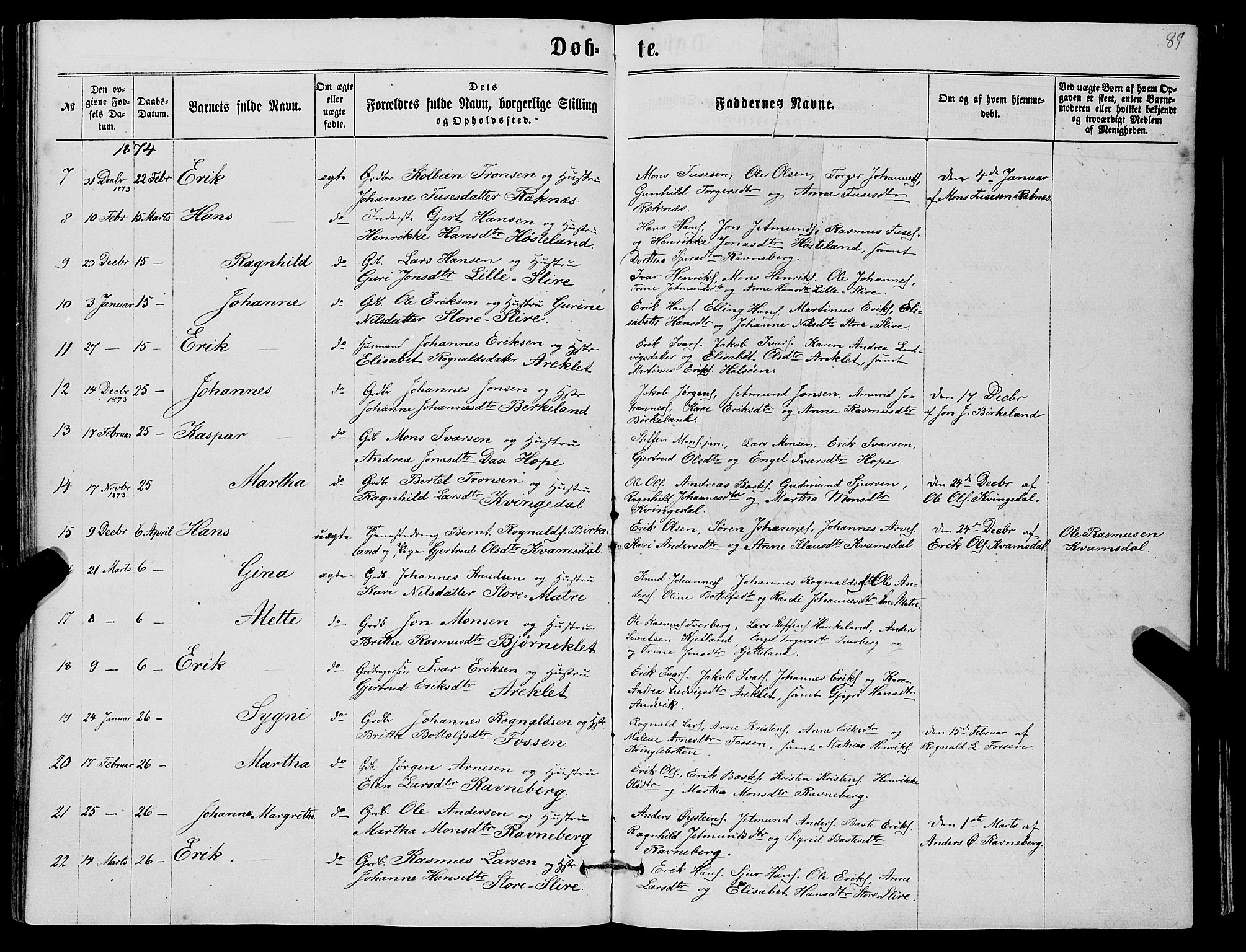 Masfjorden sokneprestembete, AV/SAB-A-77001: Klokkerbok nr. A 1, 1851-1875, s. 89