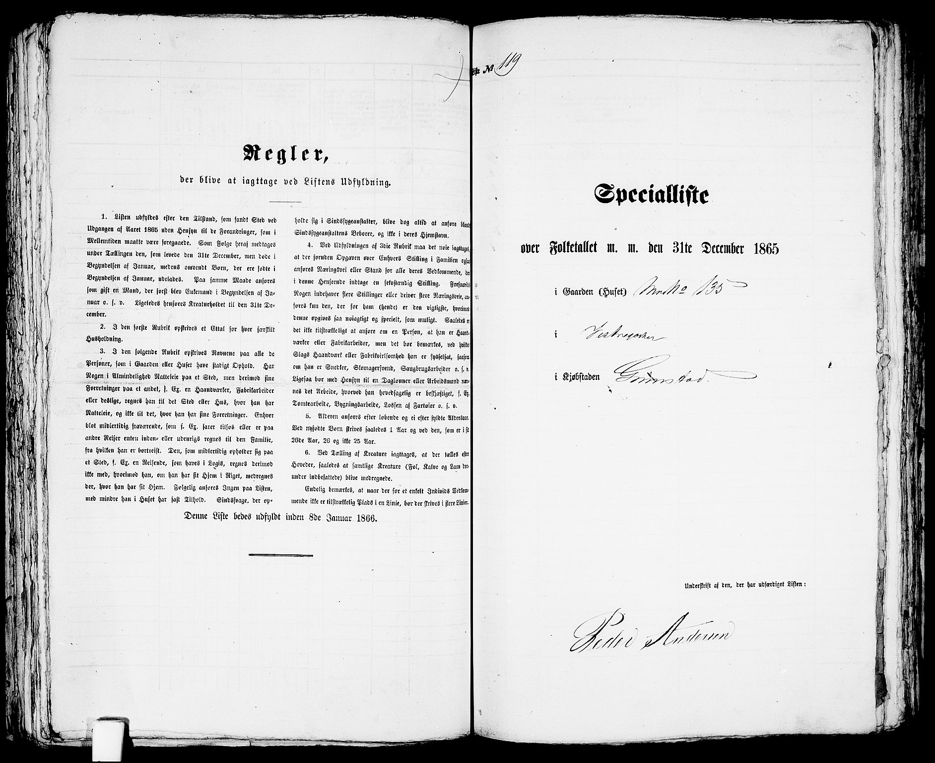 RA, Folketelling 1865 for 0904B Fjære prestegjeld, Grimstad kjøpstad, 1865, s. 243