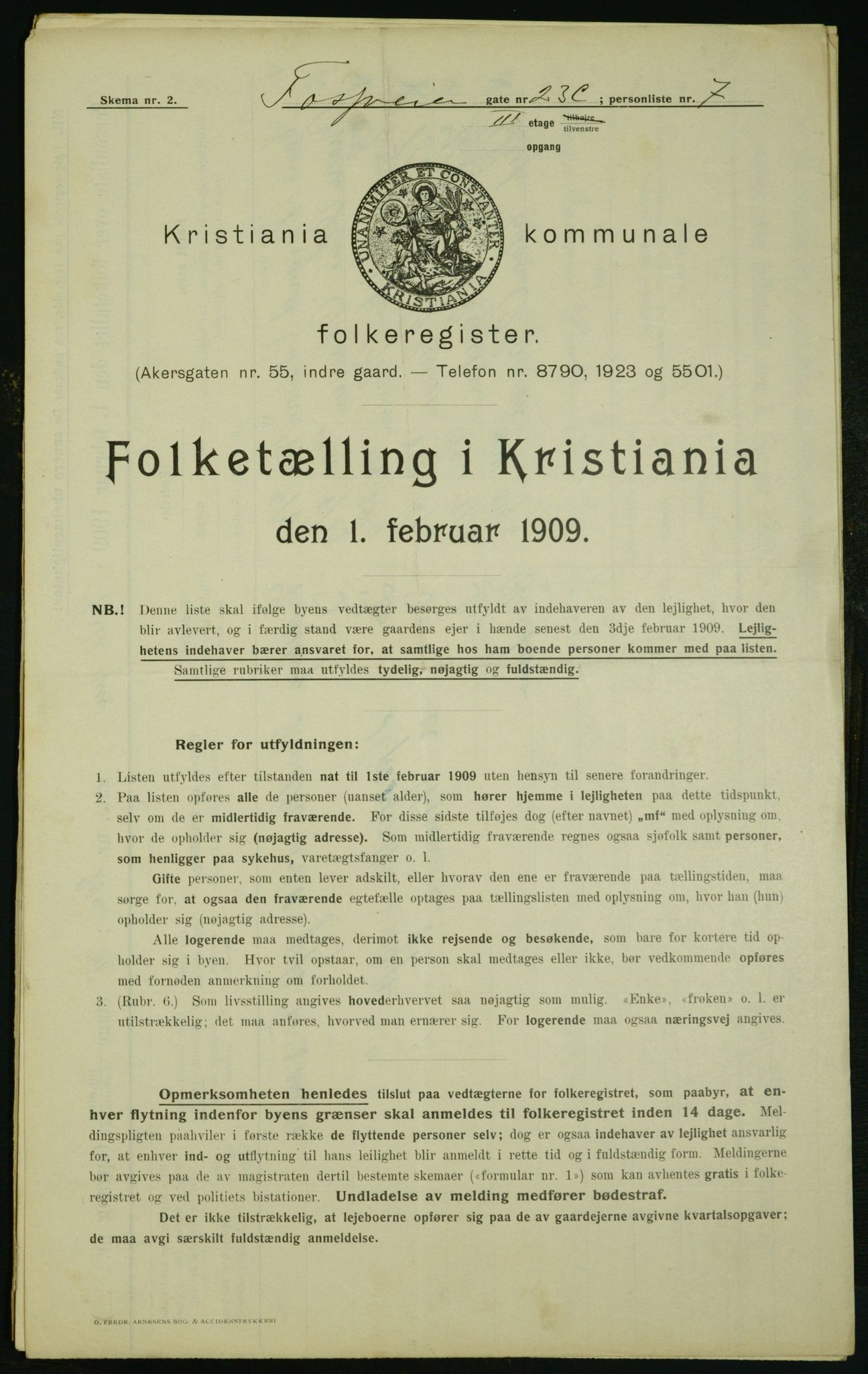 OBA, Kommunal folketelling 1.2.1909 for Kristiania kjøpstad, 1909, s. 22893