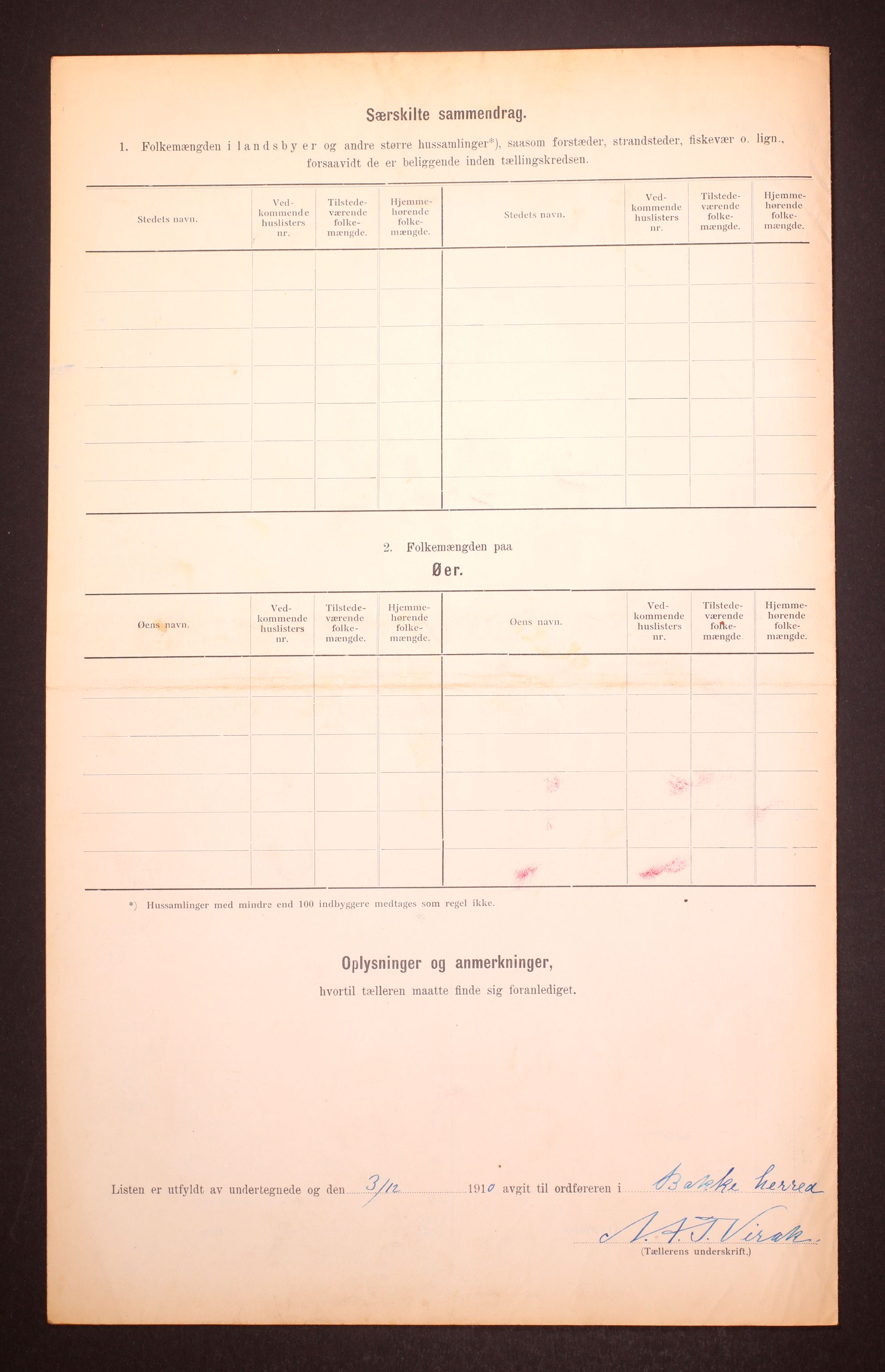 RA, Folketelling 1910 for 1045 Bakke herred, 1910, s. 6