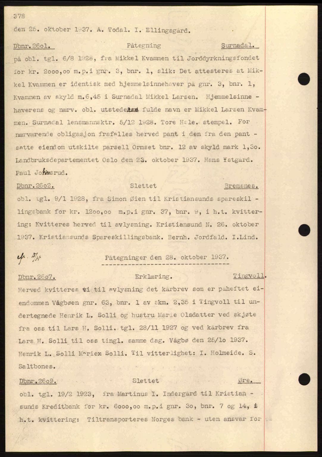 Nordmøre sorenskriveri, SAT/A-4132/1/2/2Ca: Pantebok nr. C80, 1936-1939, Dagboknr: 2601/1937