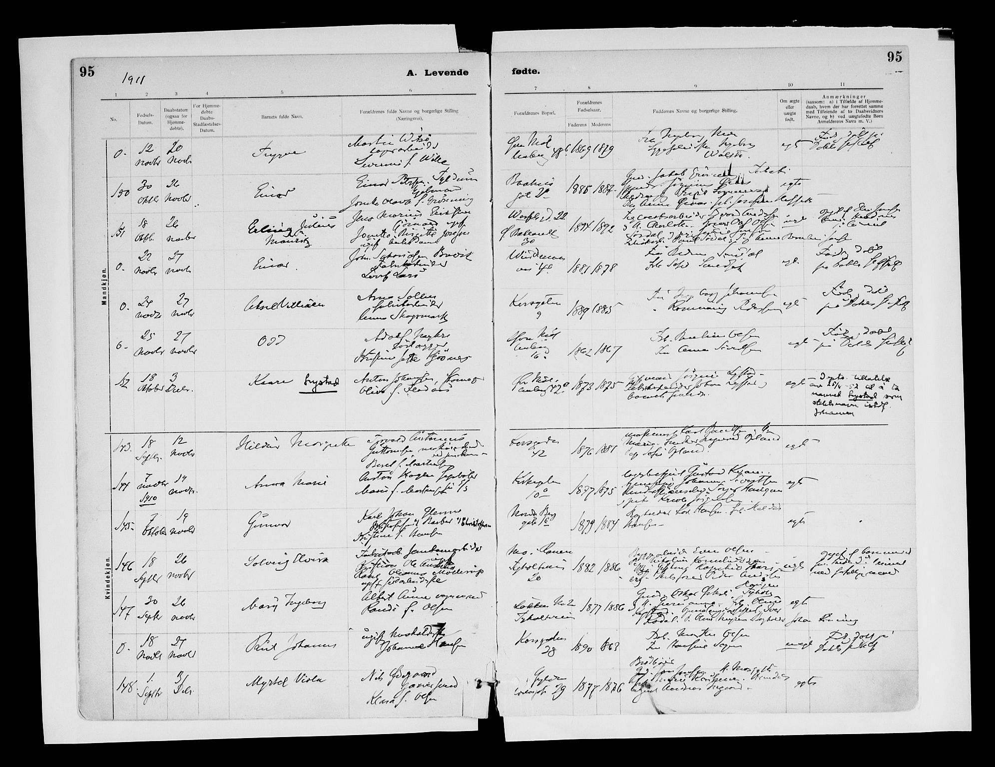 Ministerialprotokoller, klokkerbøker og fødselsregistre - Sør-Trøndelag, SAT/A-1456/604/L0203: Ministerialbok nr. 604A23, 1908-1916, s. 95