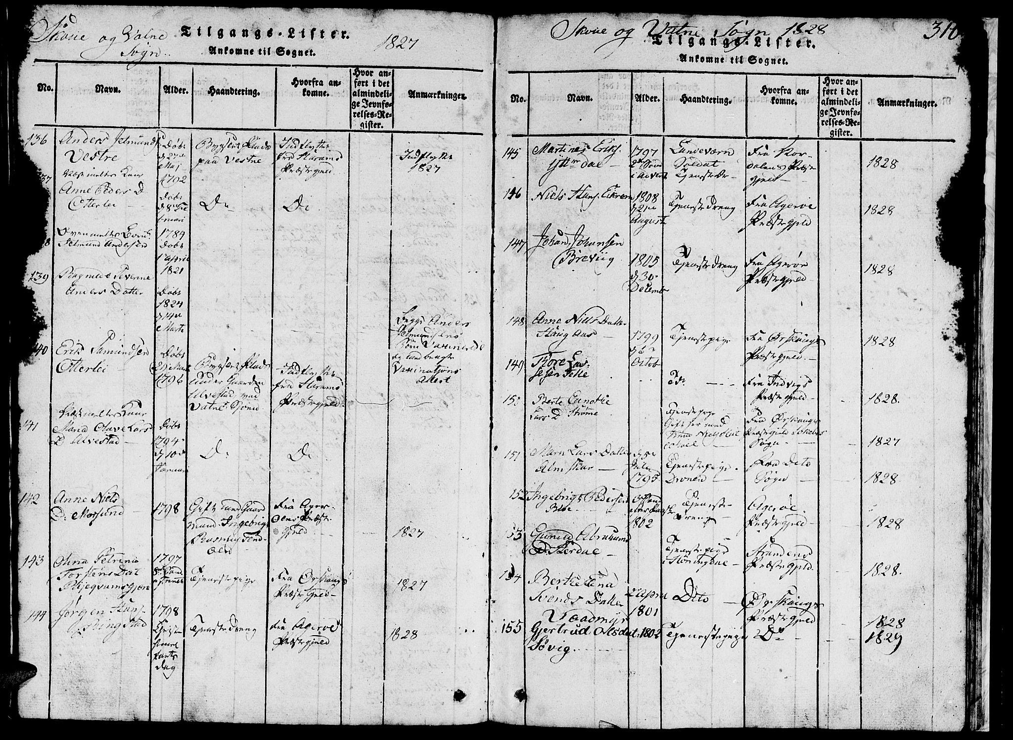 Ministerialprotokoller, klokkerbøker og fødselsregistre - Møre og Romsdal, AV/SAT-A-1454/524/L0360: Klokkerbok nr. 524C01, 1816-1830, s. 310