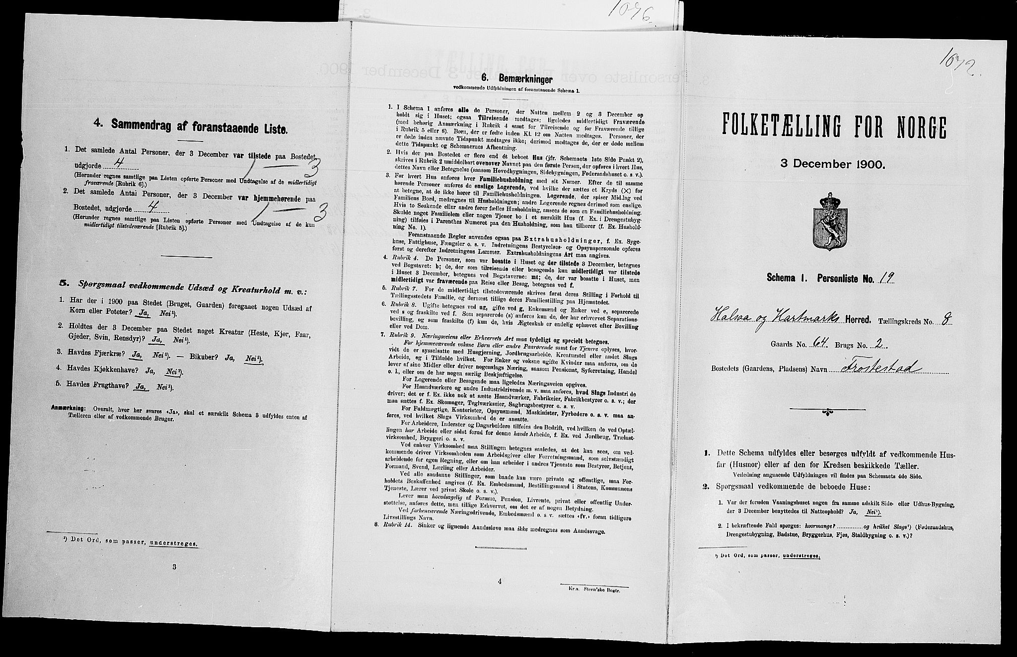 SAK, Folketelling 1900 for 1019 Halse og Harkmark herred, 1900, s. 1181