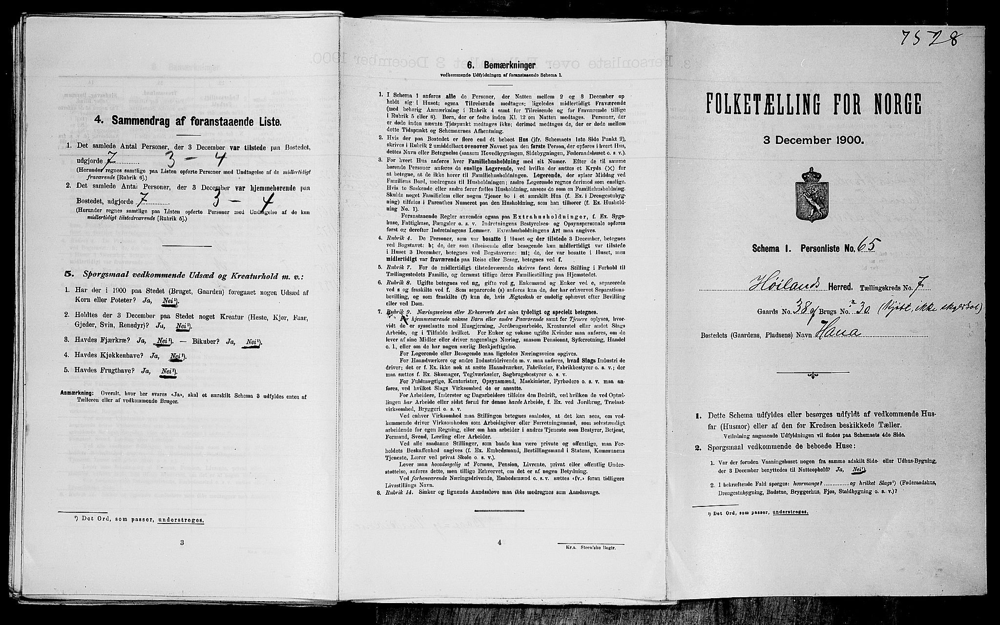 SAST, Folketelling 1900 for 1123 Høyland herred, 1900, s. 724