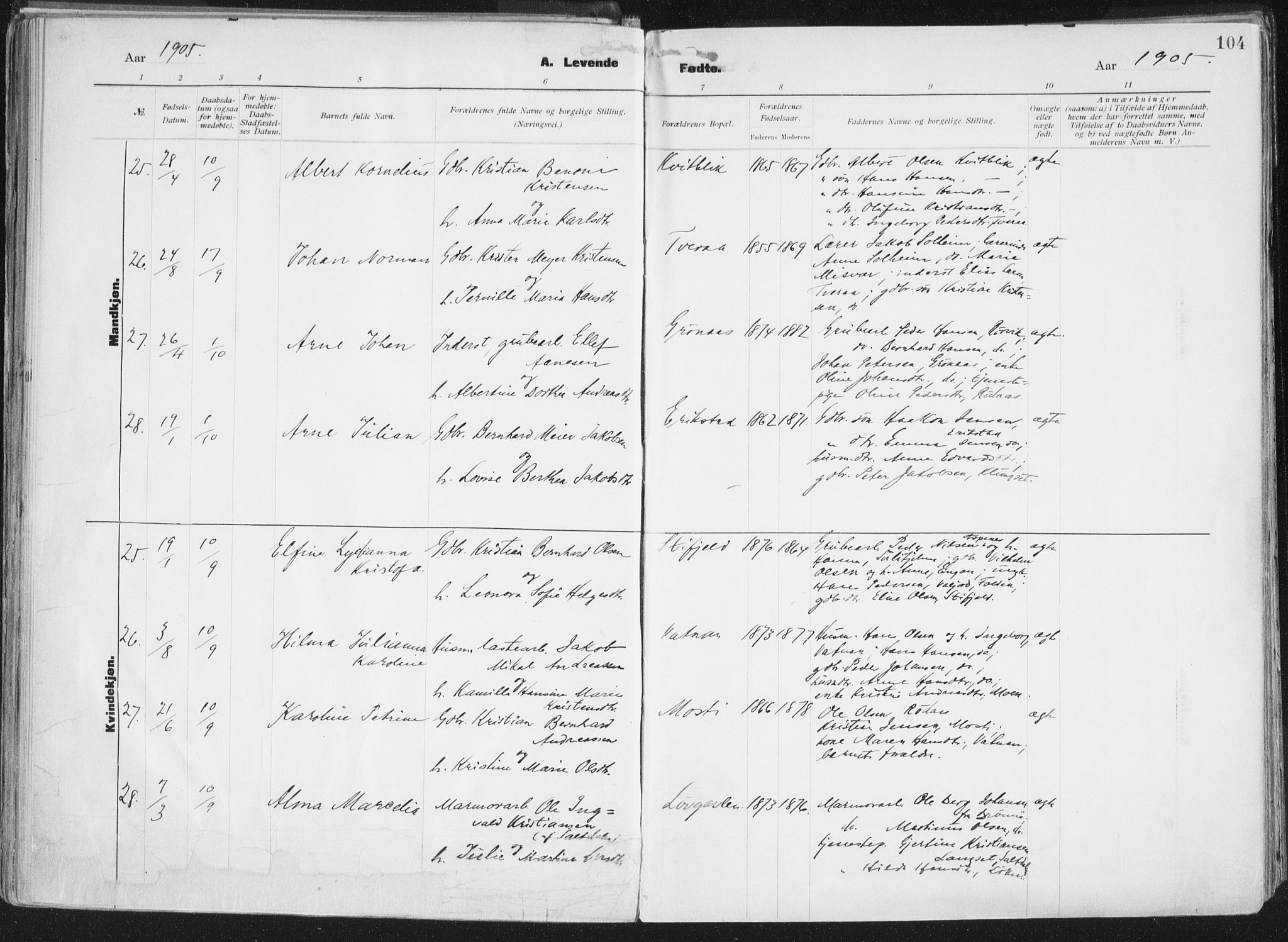 Ministerialprotokoller, klokkerbøker og fødselsregistre - Nordland, AV/SAT-A-1459/849/L0696: Ministerialbok nr. 849A08, 1898-1910, s. 104