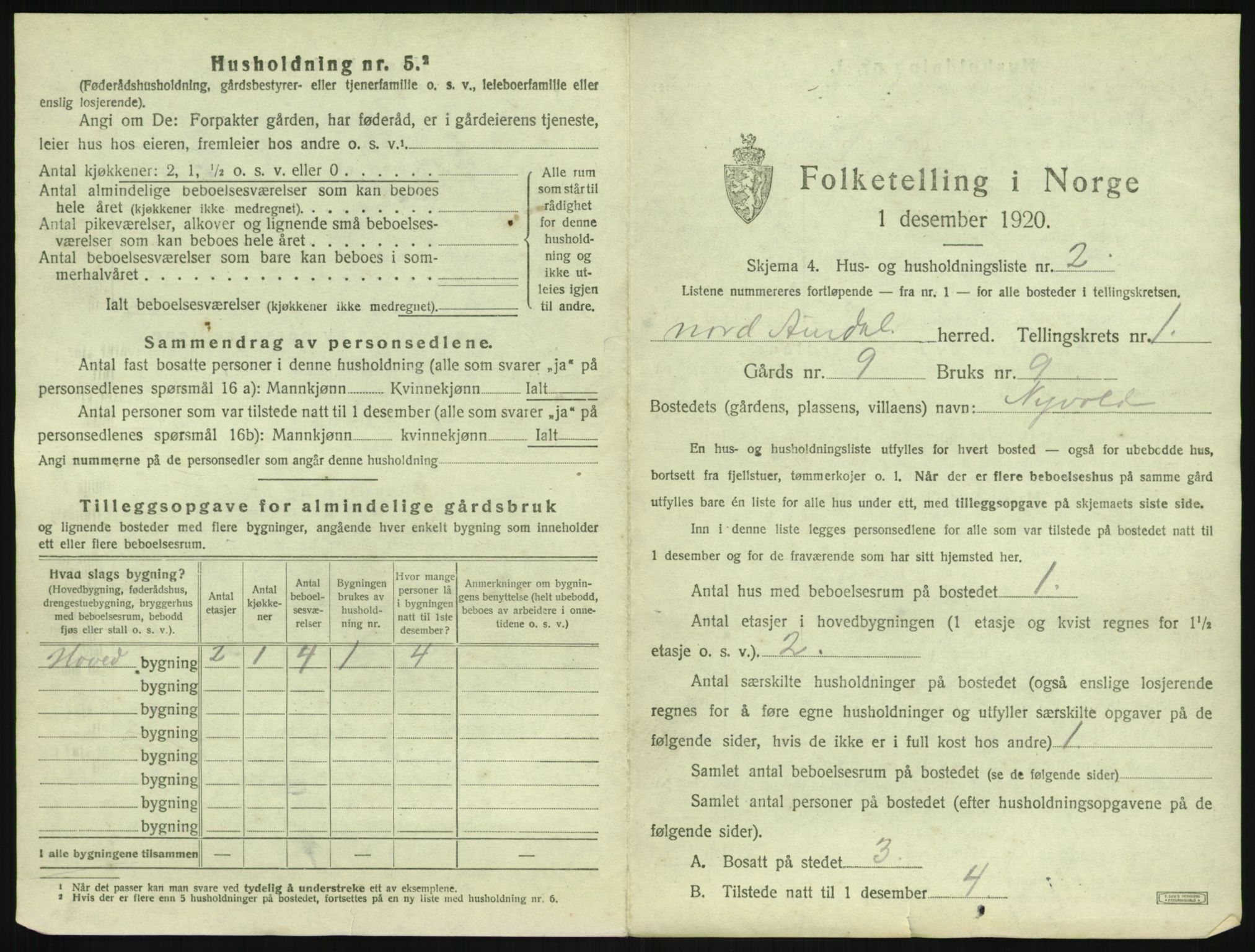 SAH, Folketelling 1920 for 0542 Nord-Aurdal herred, 1920, s. 72