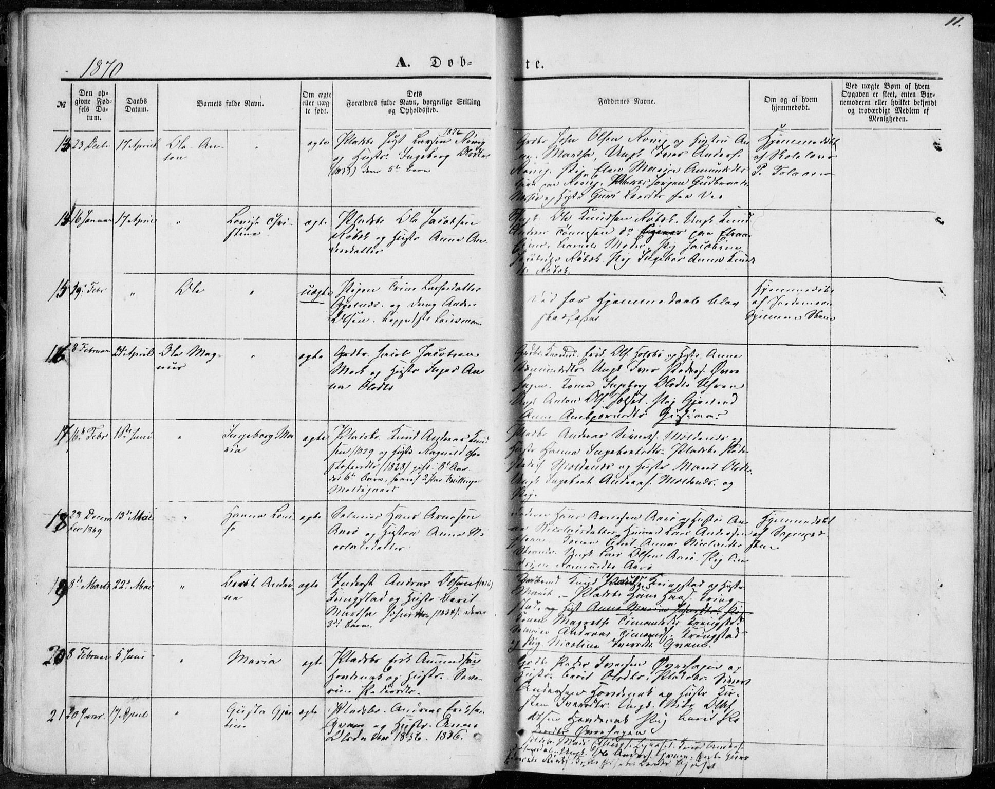 Ministerialprotokoller, klokkerbøker og fødselsregistre - Møre og Romsdal, AV/SAT-A-1454/555/L0655: Ministerialbok nr. 555A05, 1869-1886, s. 11