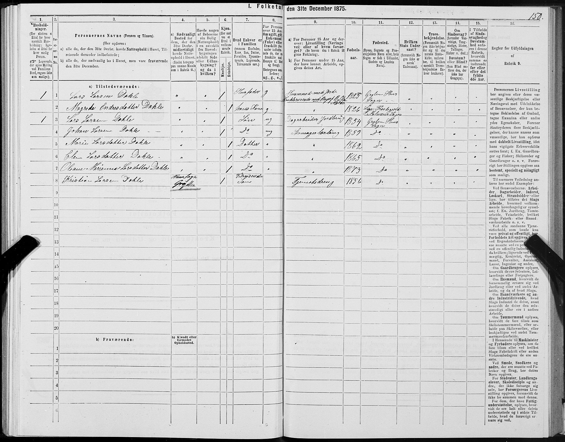 SAT, Folketelling 1875 for 1539P Grytten prestegjeld, 1875, s. 3150