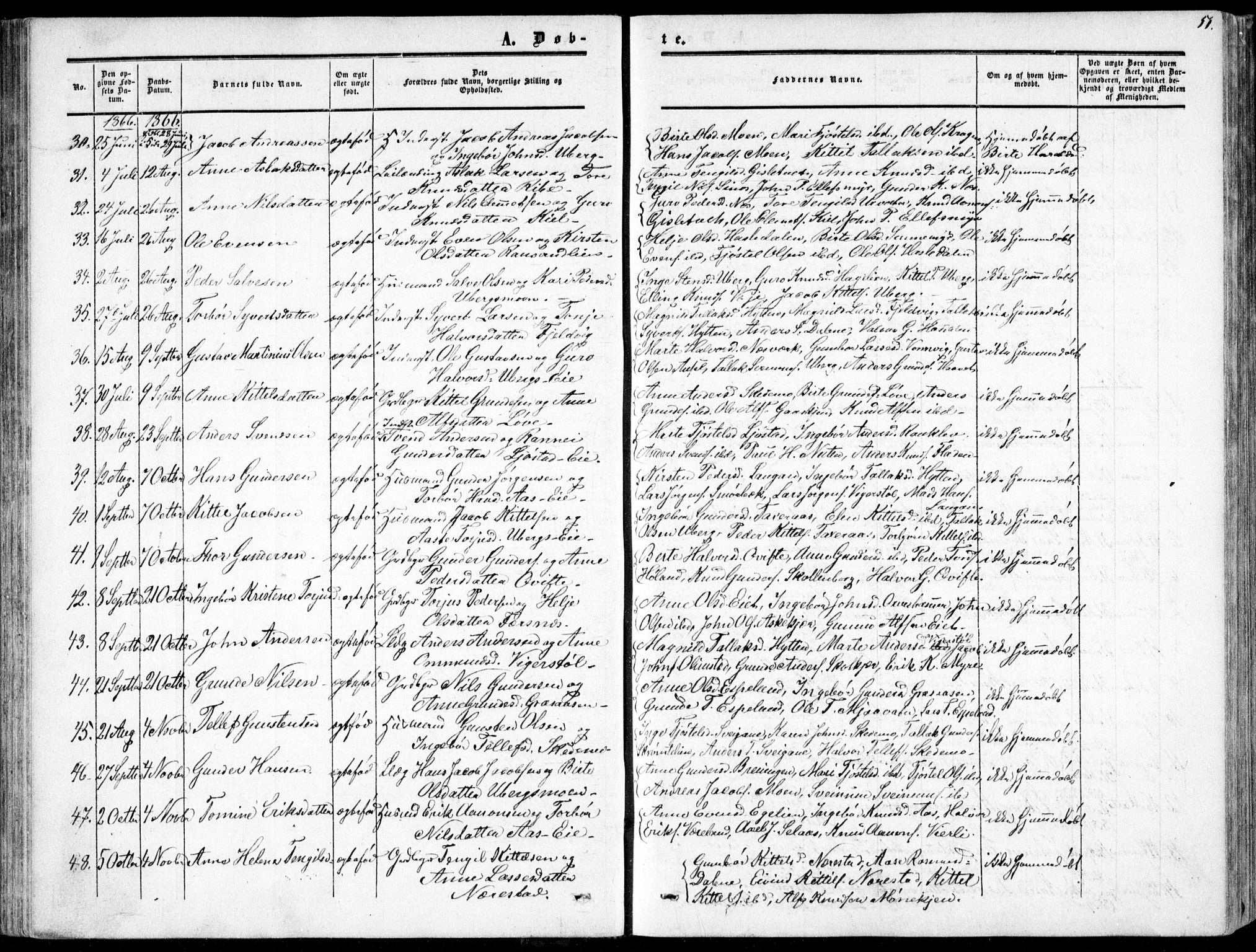 Gjerstad sokneprestkontor, AV/SAK-1111-0014/F/Fa/Fab/L0003: Ministerialbok nr. A 3, 1853-1878, s. 51